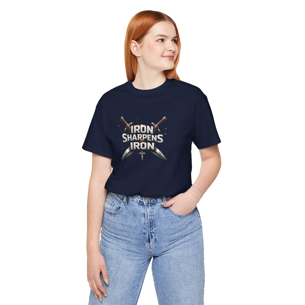 Iron Sharpens Iron T-Shirt — Christian Faith Cross & Swords Tee