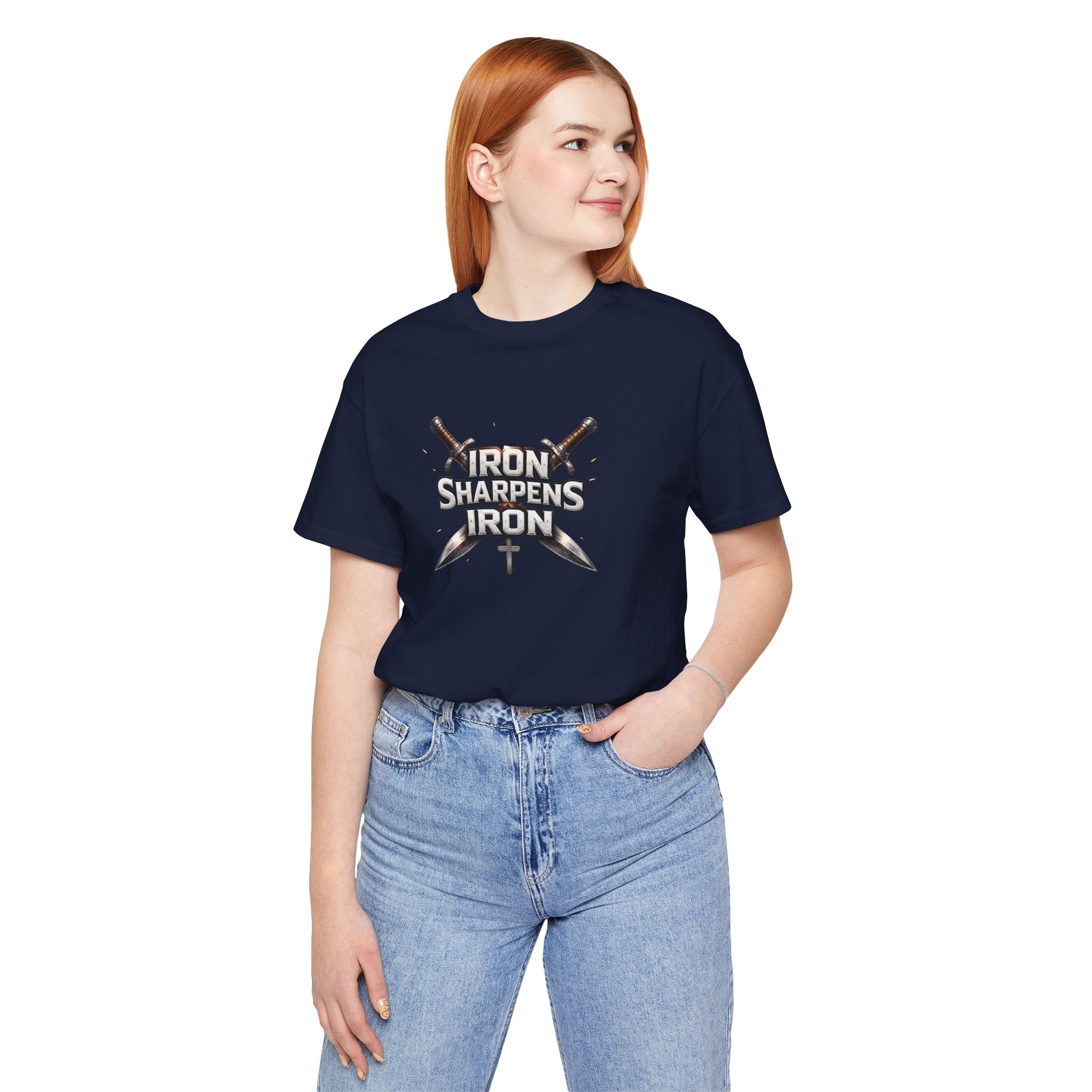 Iron Sharpens Iron T-Shirt — Christian Faith Cross & Swords Tee