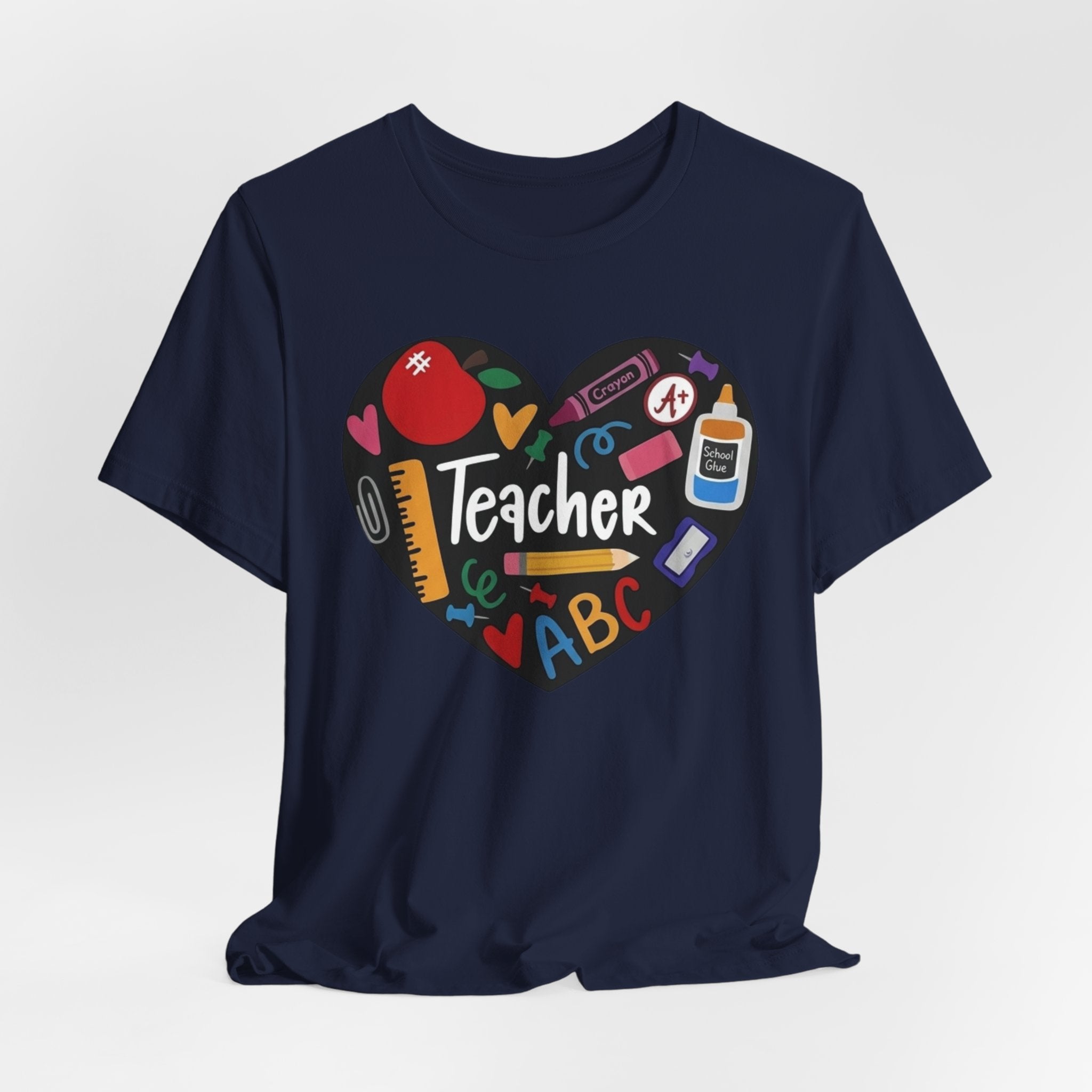 Teacher Heart Graphic Tee — Cute School Supply Design