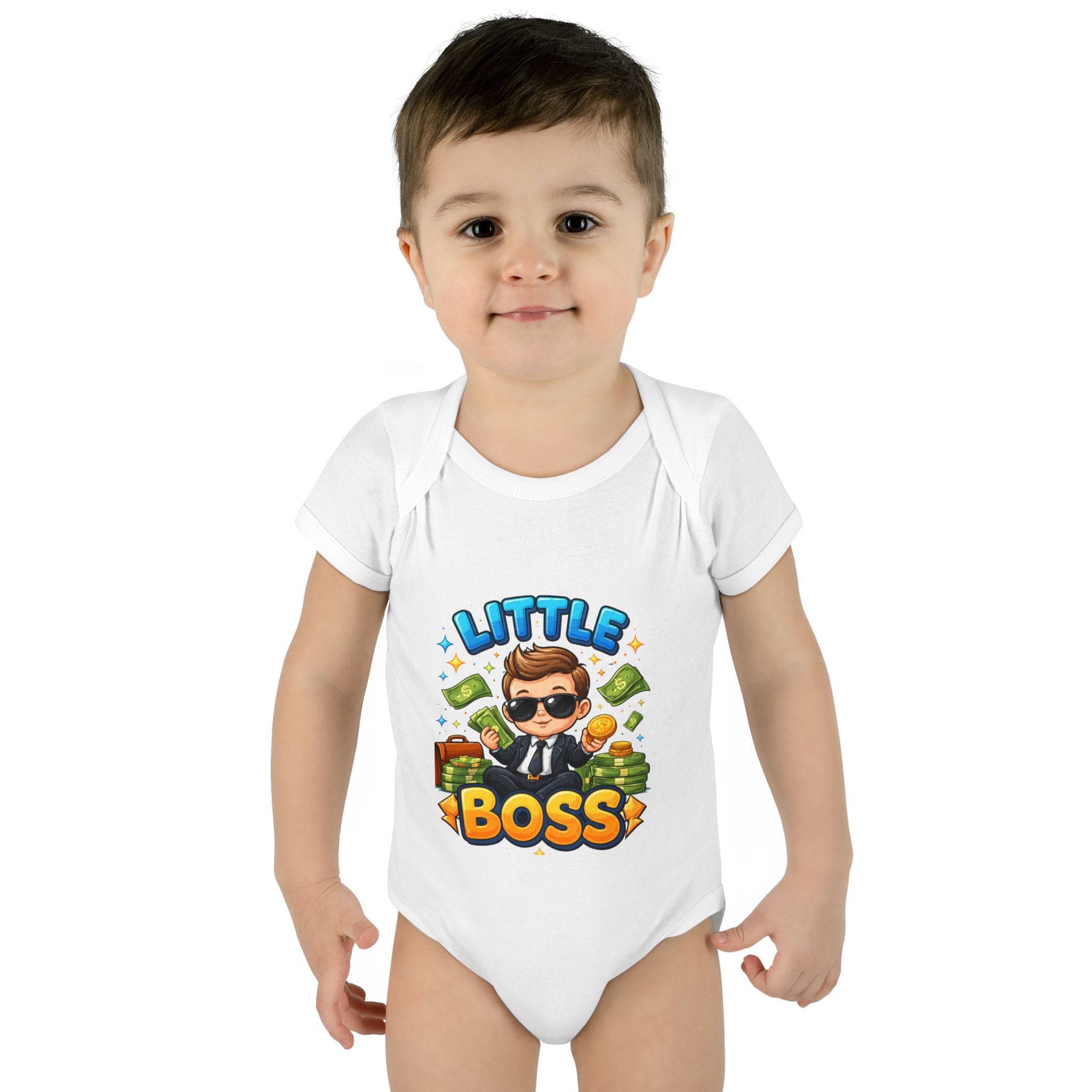 Little Boss Infant Bodysuit – Cute Baby Onesie with 'Little Boss' Cartoon Design