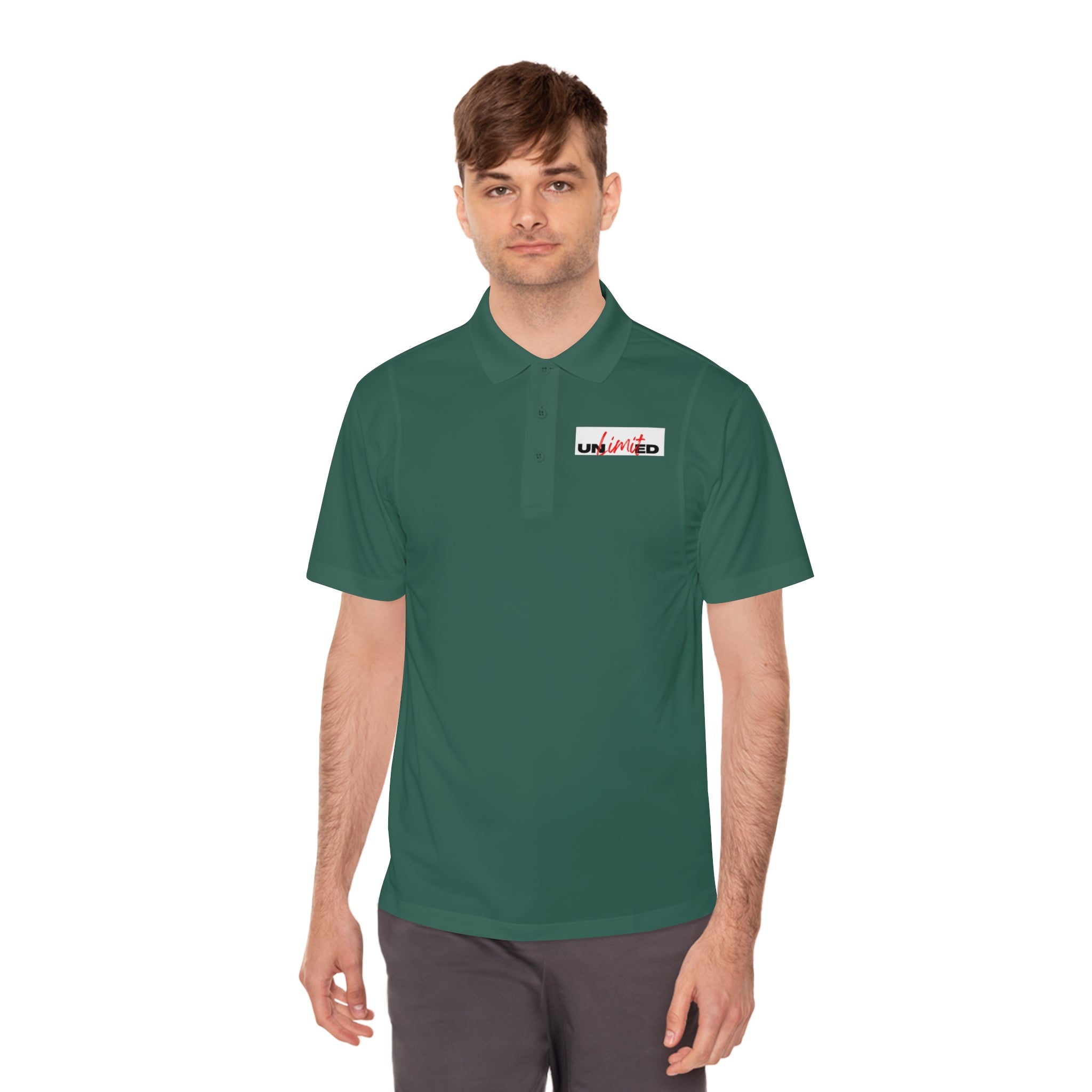 Unlimited Sport Polo — Men’s Performance Polo with 'Unlimited' Motivational Logo