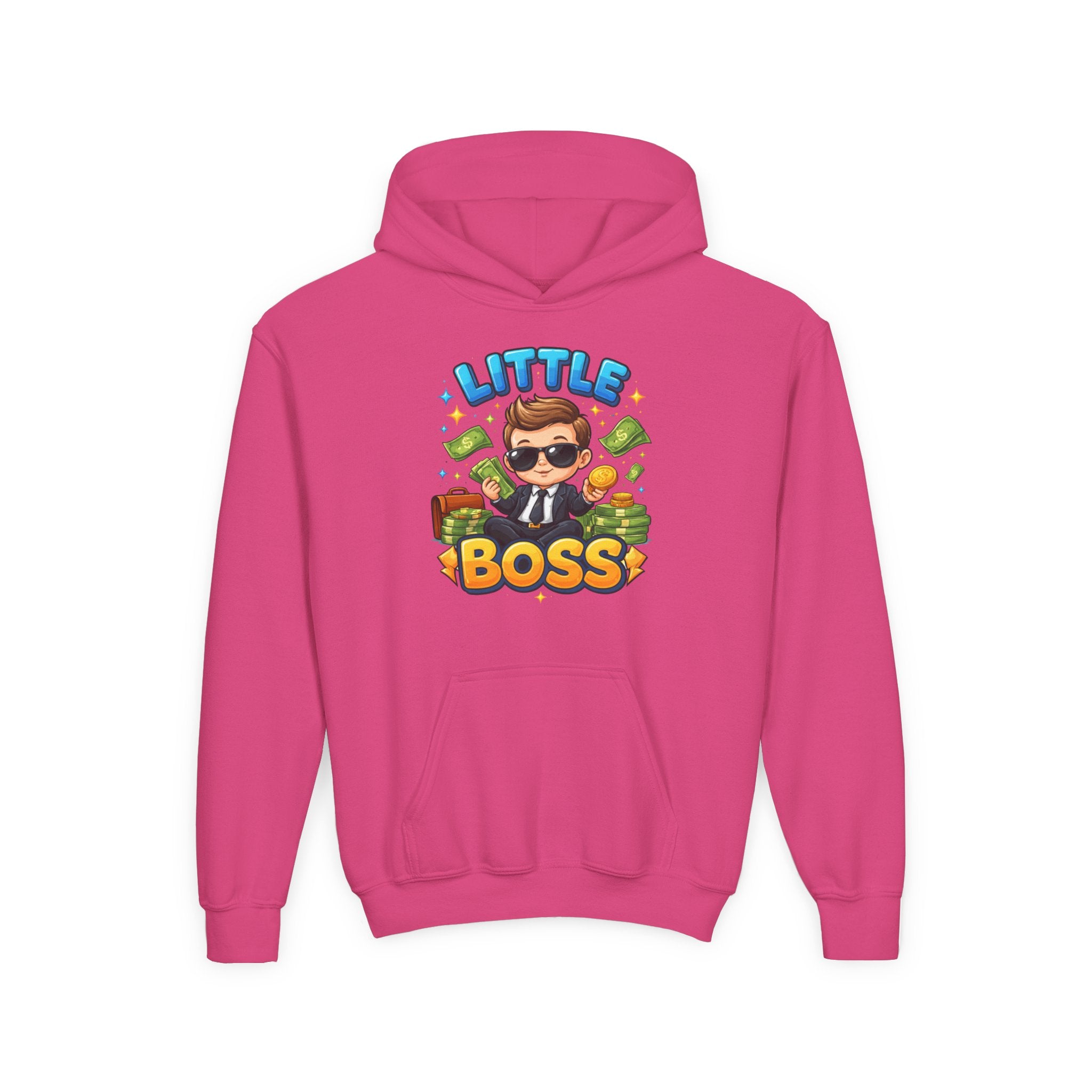 Youth Hoodie — "Little Boss" Cute Kid Money Cartoon Pullover