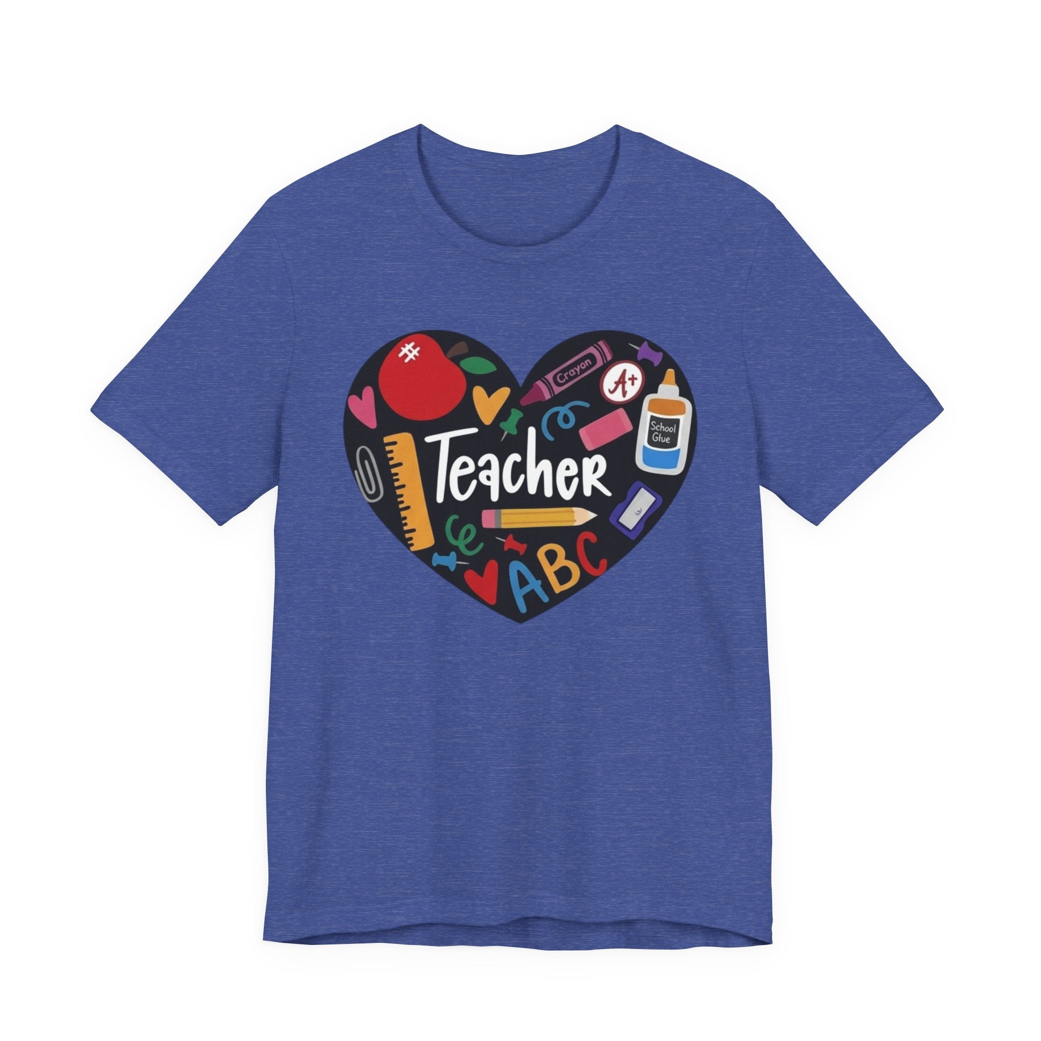Teacher Heart Graphic Tee — Cute School Supply Design