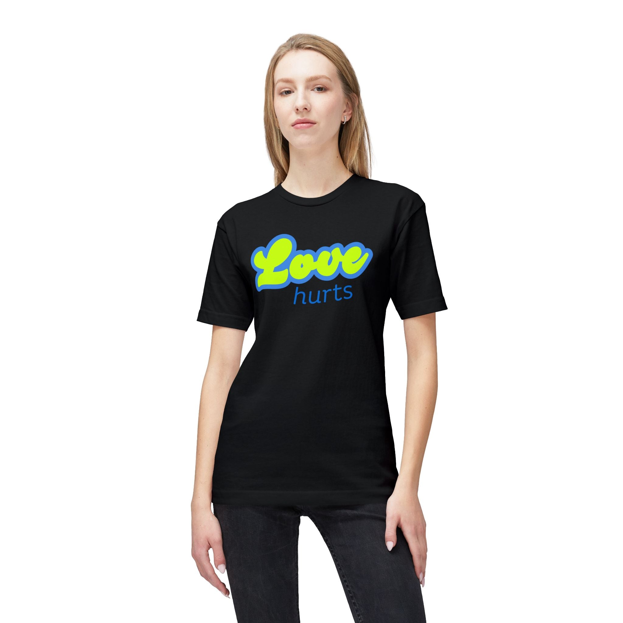 Love Hurts T‑Shirt — "Love hurts" Script Tee with Back "...but hate kills"