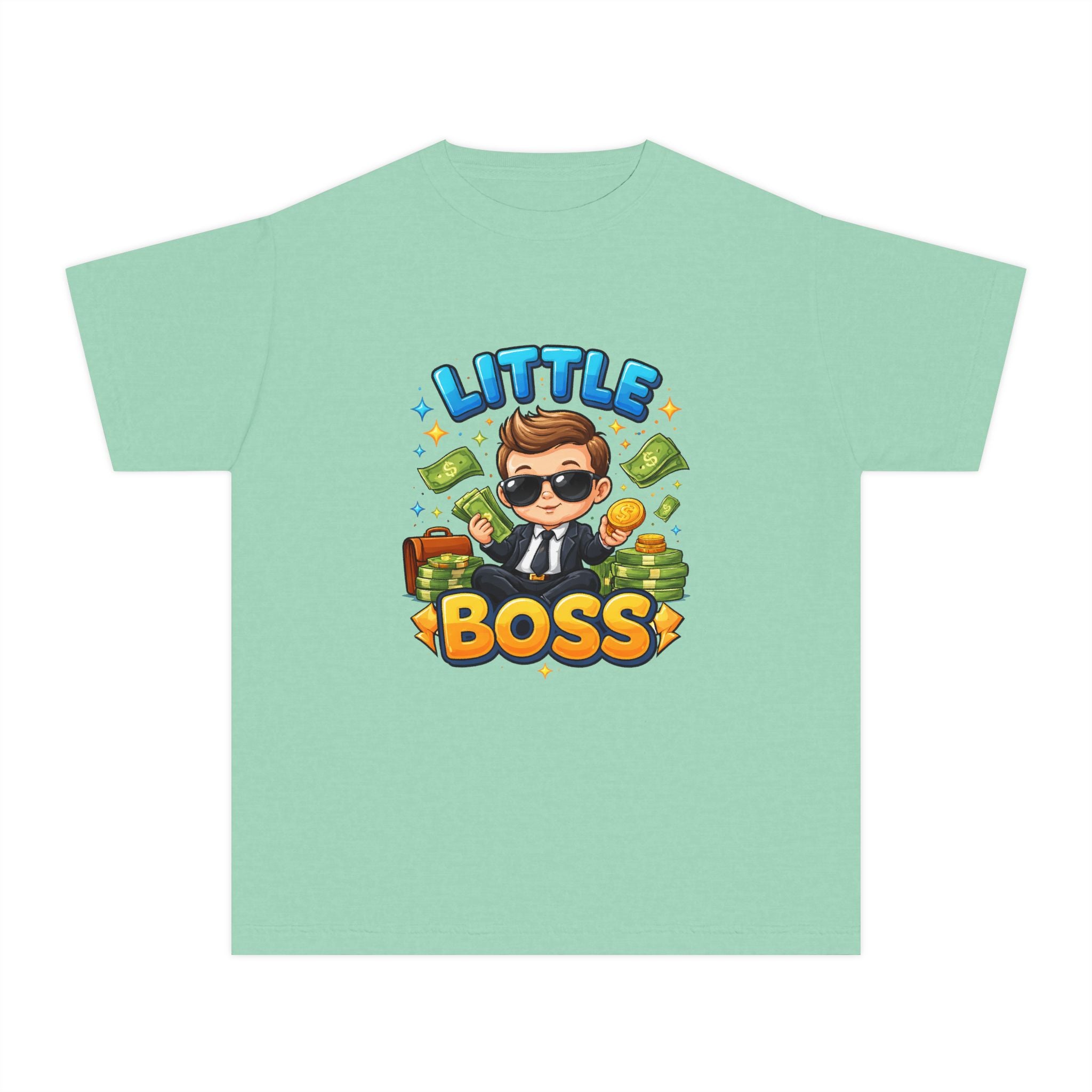 Little Boss Kids T‑Shirt — Cute Cartoon Kid in Suit Design