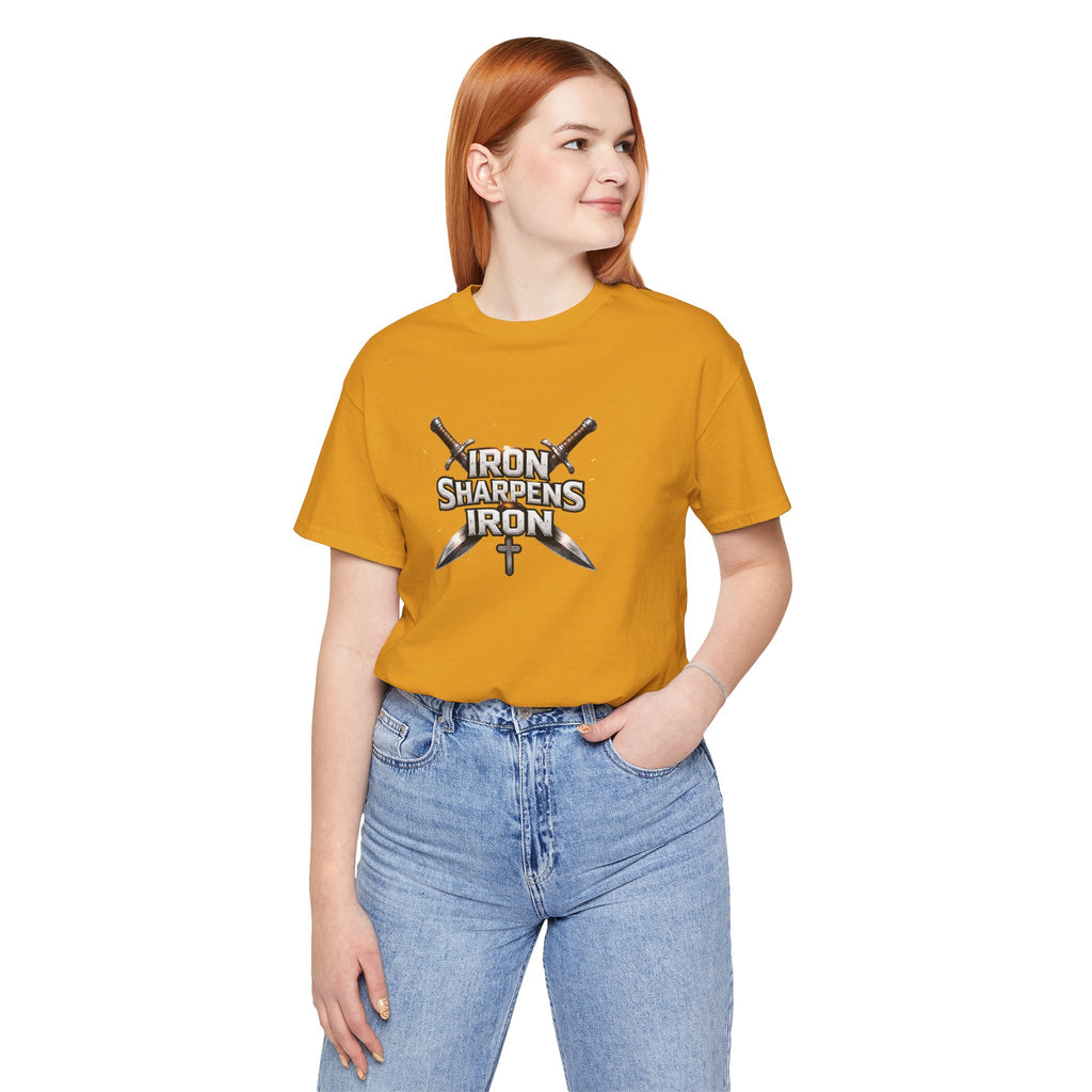 Iron Sharpens Iron T-Shirt — Christian Faith Cross & Swords Tee