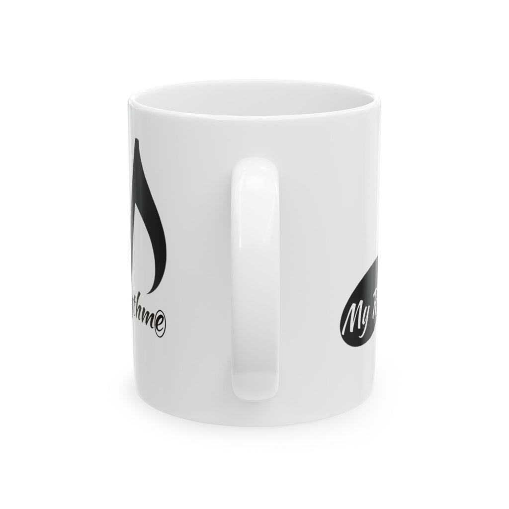 Coffee Mug — 'My Rhythme' Black Flame Teardrop Design (11oz, 15oz)