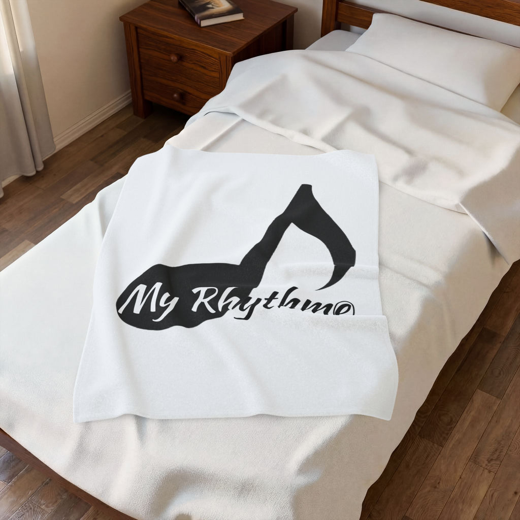 Velveteen Plush Blanket — "My Rhythme" Music Note Cozy Throw for Musicians & Music Lovers
