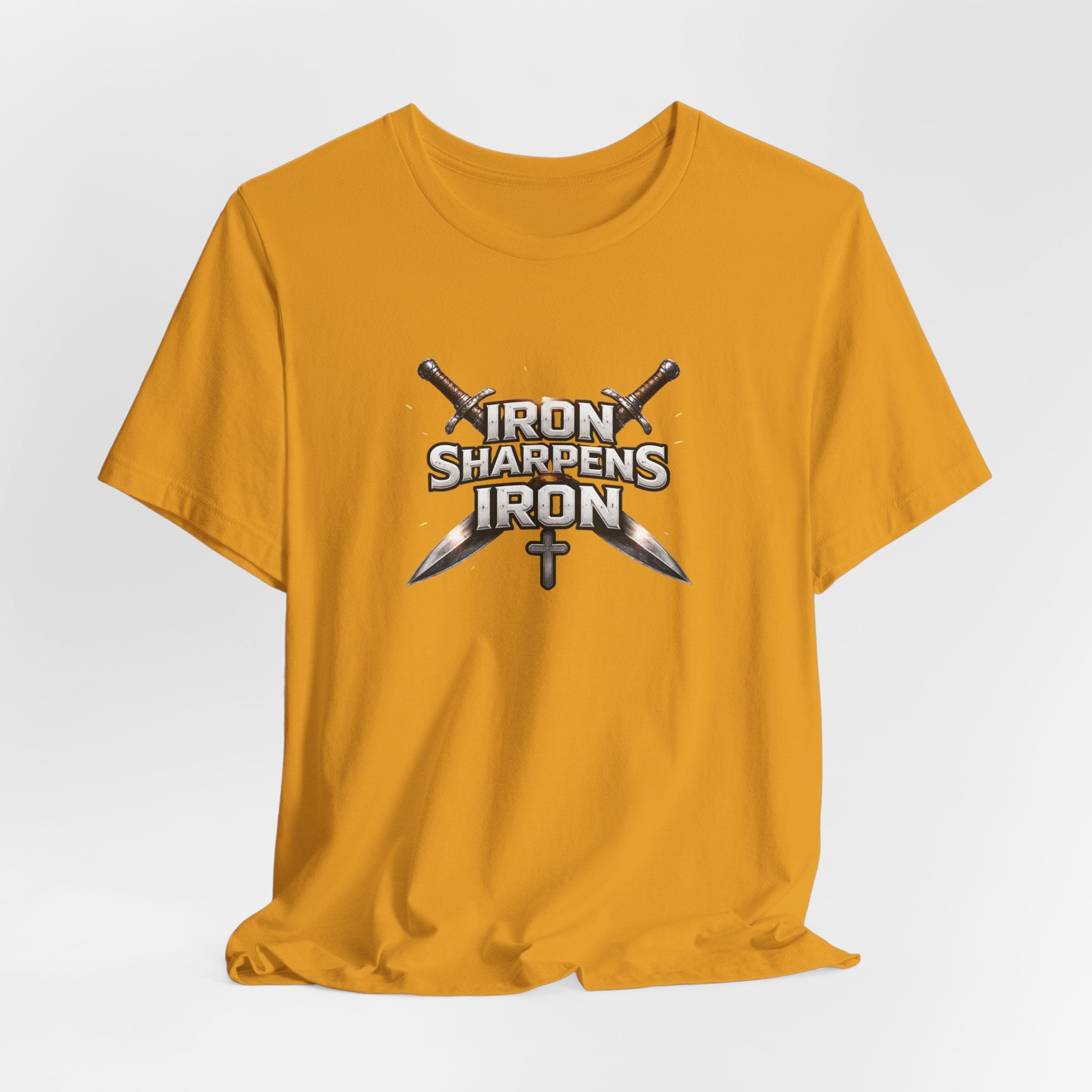 Iron Sharpens Iron T-Shirt — Christian Faith Cross & Swords Tee