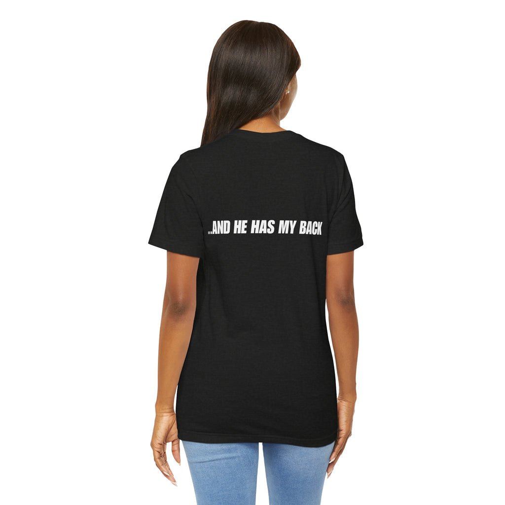 I'm Covered Tee — 'I'm Covered' Front & '...And He Has My Back' Back Christian Faith Shirt