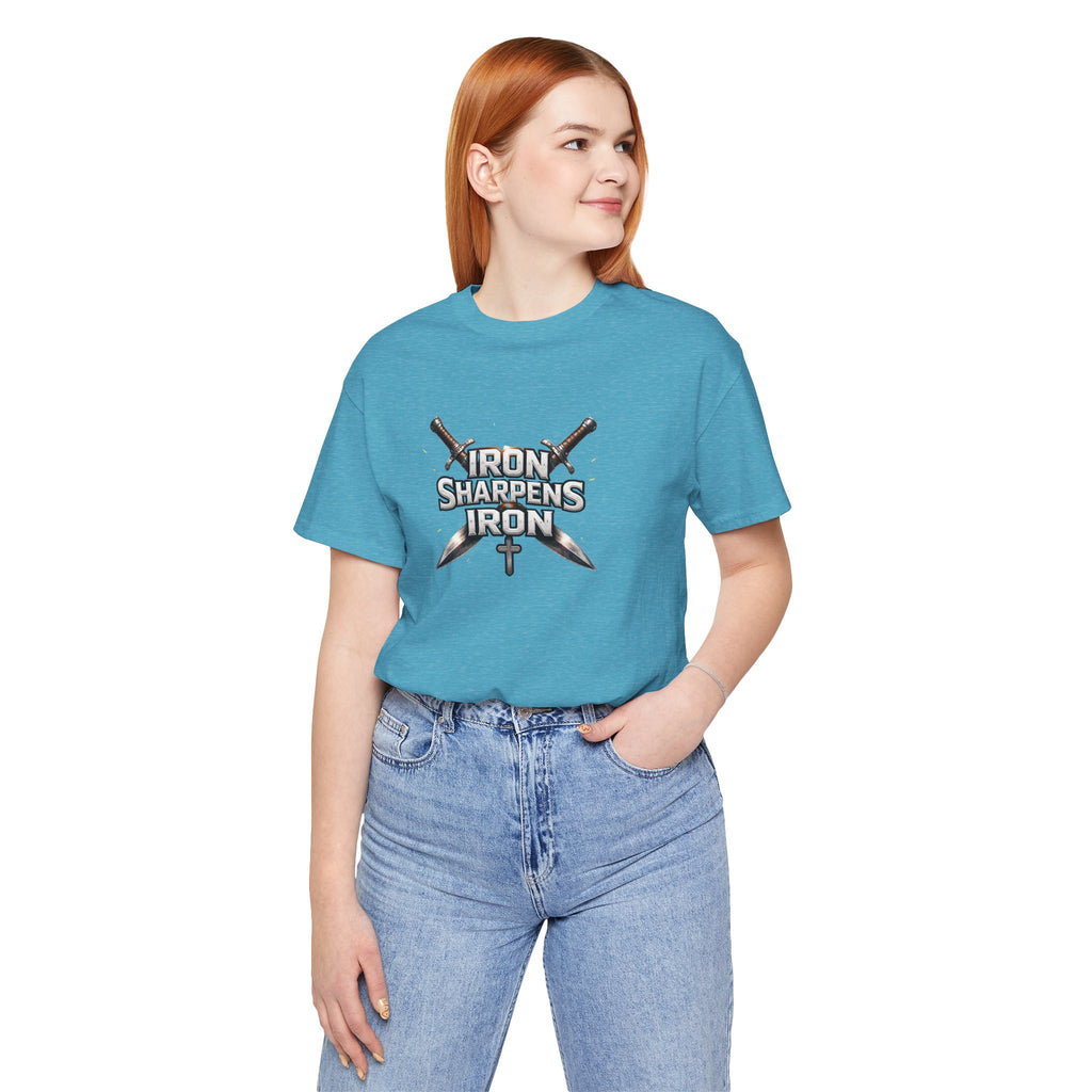 Iron Sharpens Iron T-Shirt — Christian Faith Cross & Swords Tee