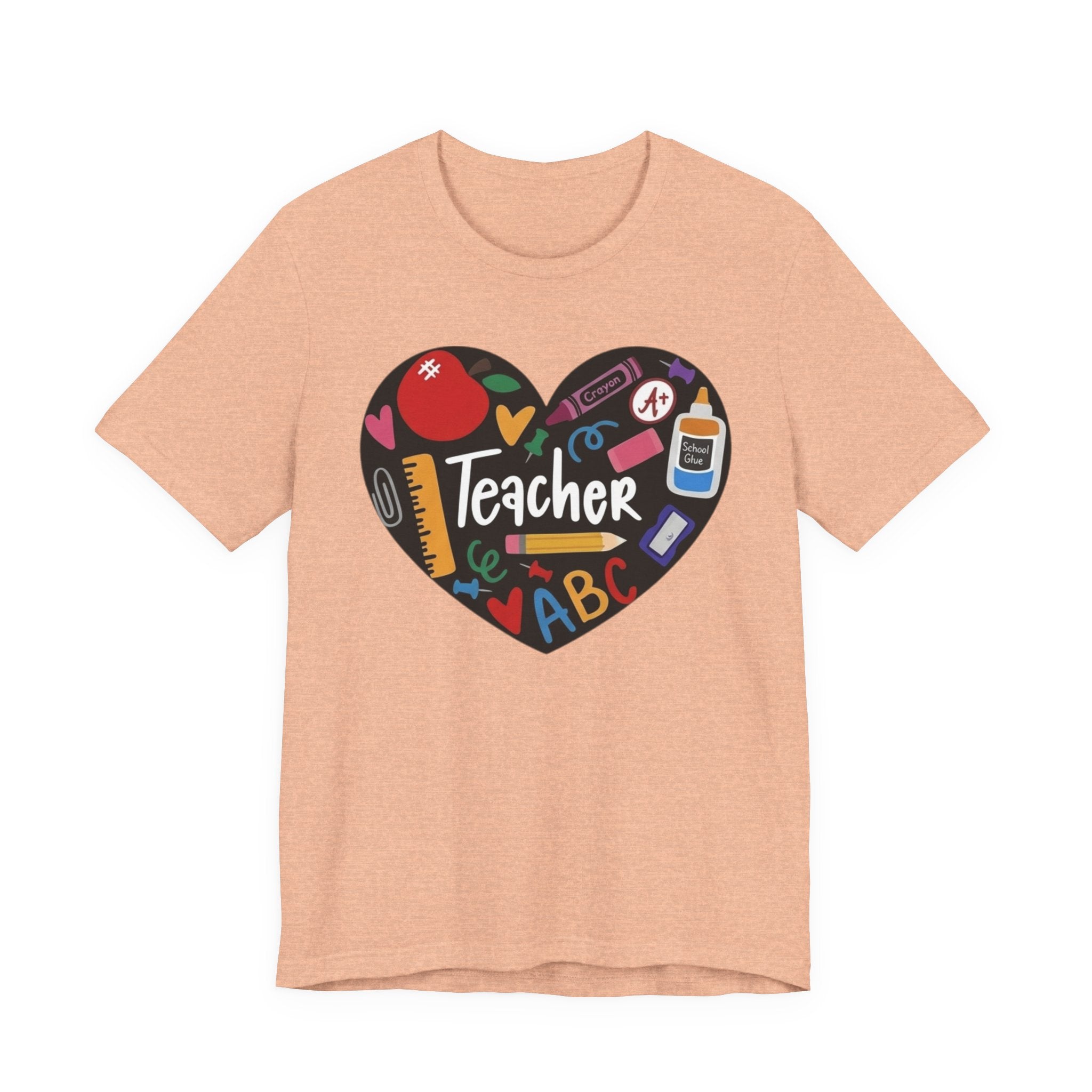 Teacher Heart Graphic Tee — Cute School Supply Design