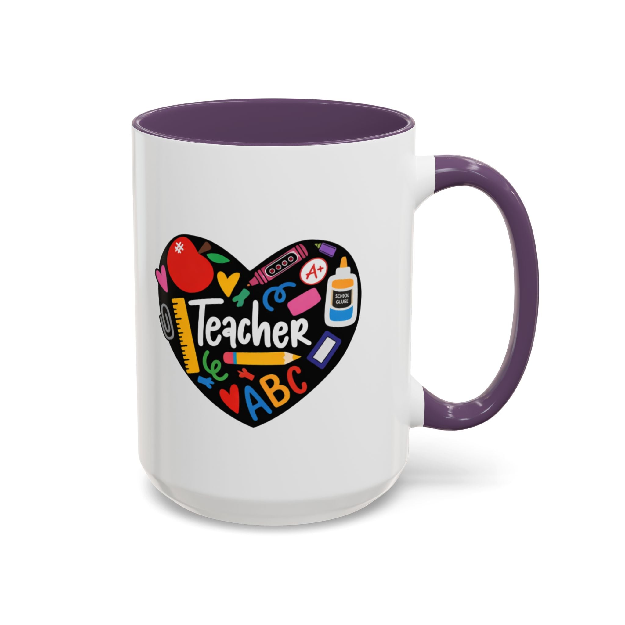 Teacher Heart Accent Coffee Mug — Teacher Appreciation Gift (11/15oz)
