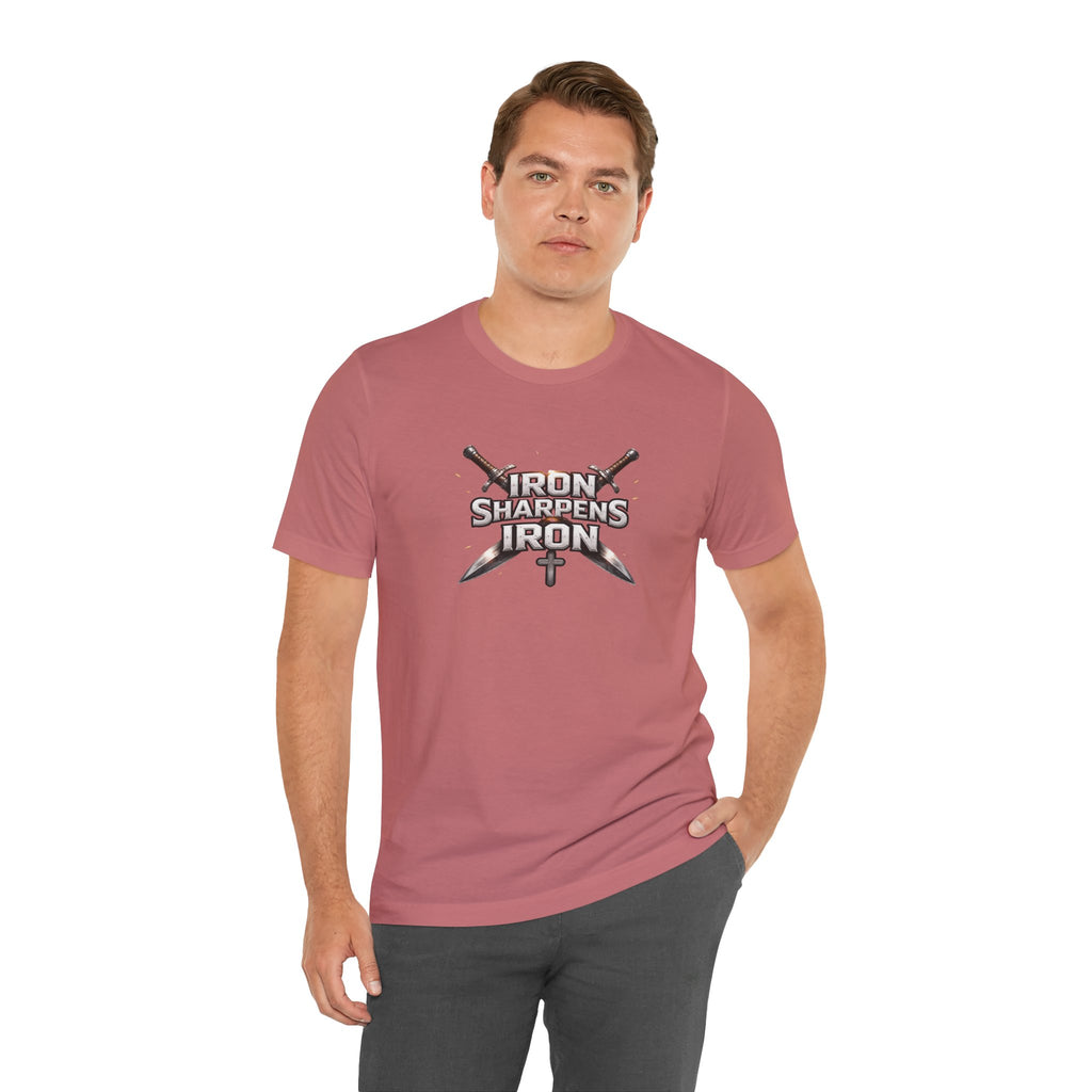 Iron Sharpens Iron T-Shirt — Christian Faith Cross & Swords Tee