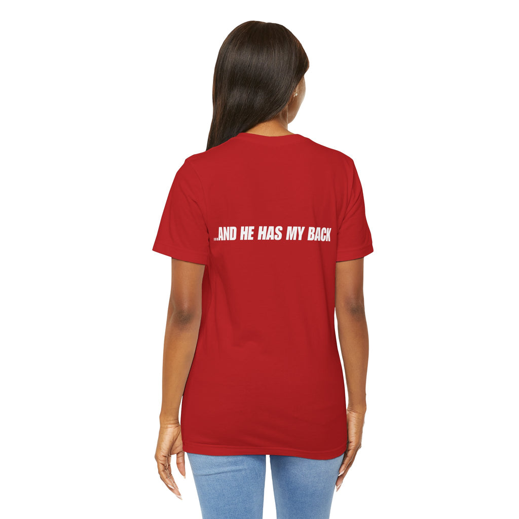 I'm Covered Tee — 'I'm Covered' Front & '...And He Has My Back' Back Christian Faith Shirt
