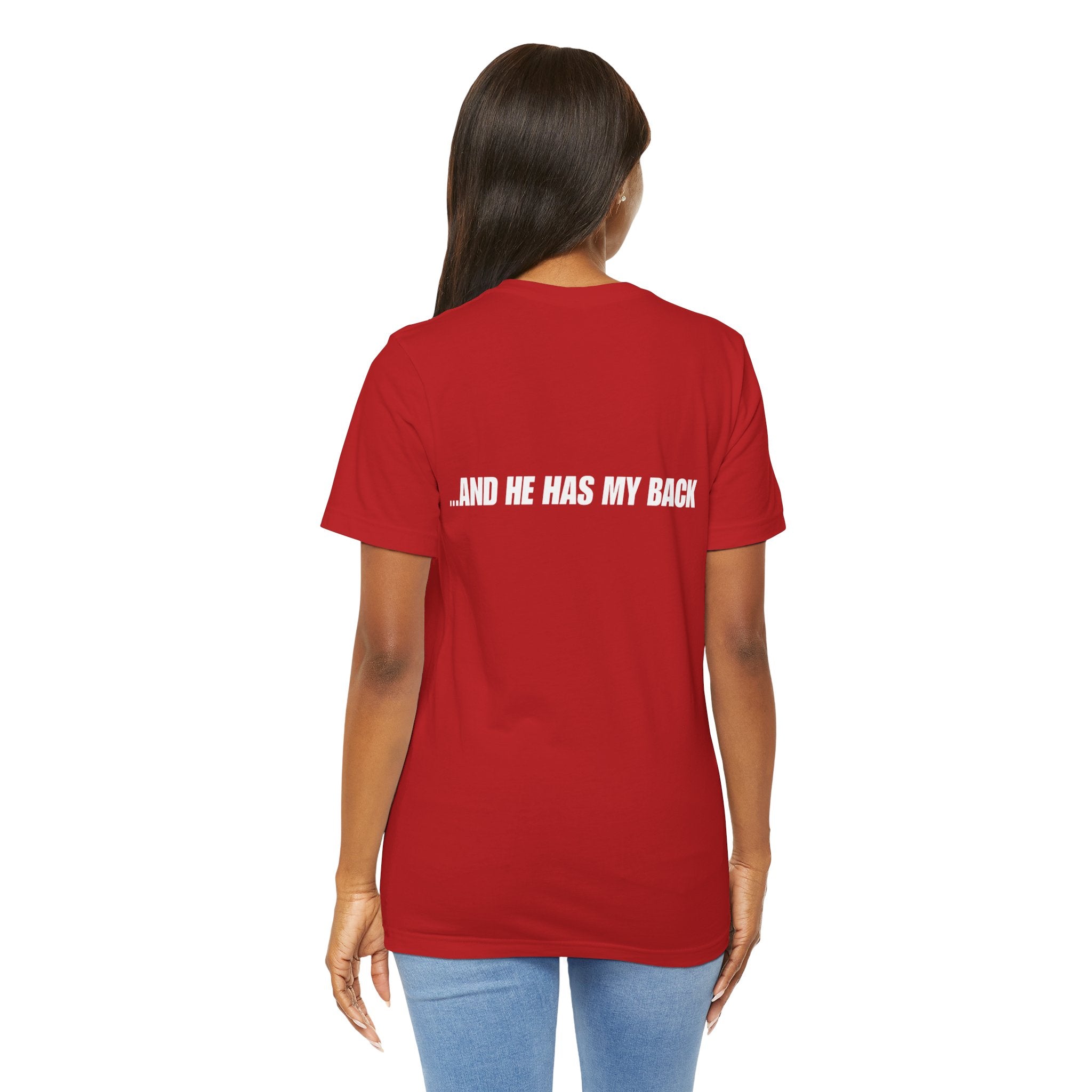I'm Covered Tee — 'I'm Covered' Front & '...And He Has My Back' Back Christian Faith Shirt
