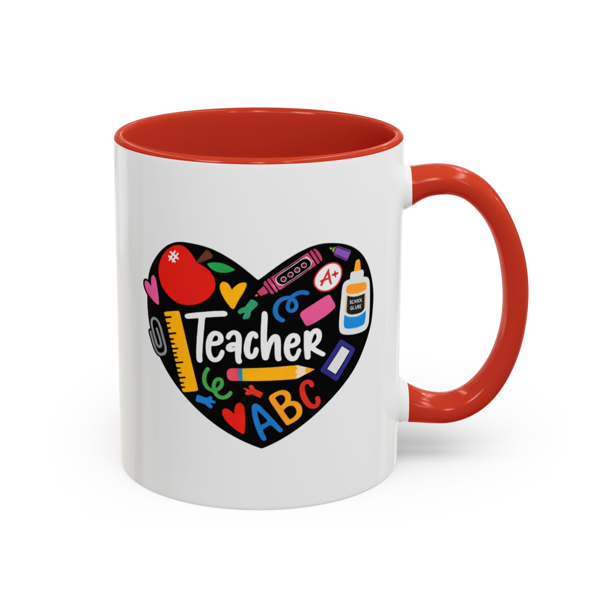 Teacher Heart Accent Coffee Mug — Teacher Appreciation Gift (11/15oz)