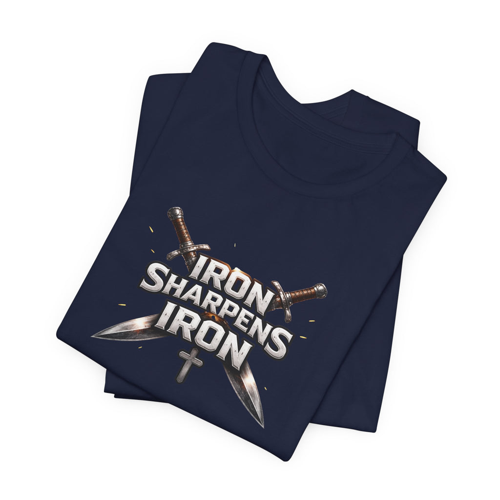 Iron Sharpens Iron T-Shirt — Christian Faith Cross & Swords Tee