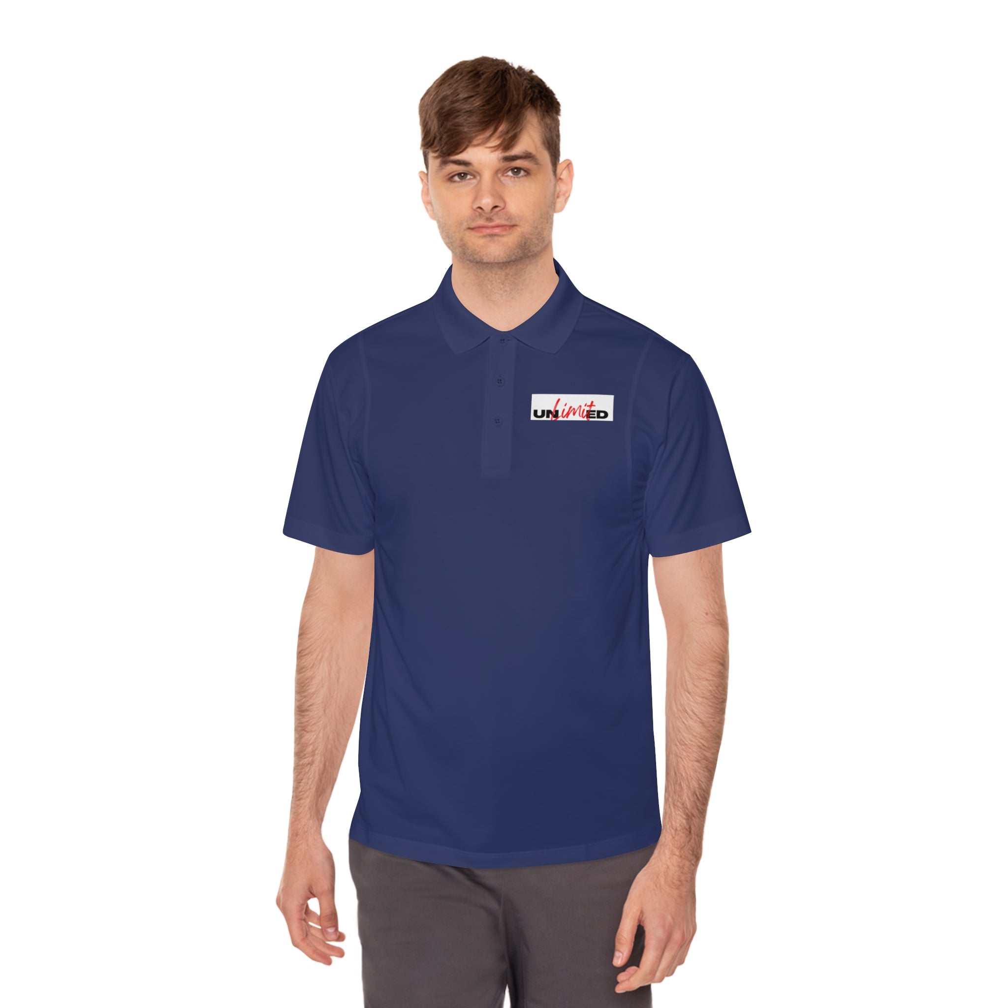 Unlimited Sport Polo — Men’s Performance Polo with 'Unlimited' Motivational Logo