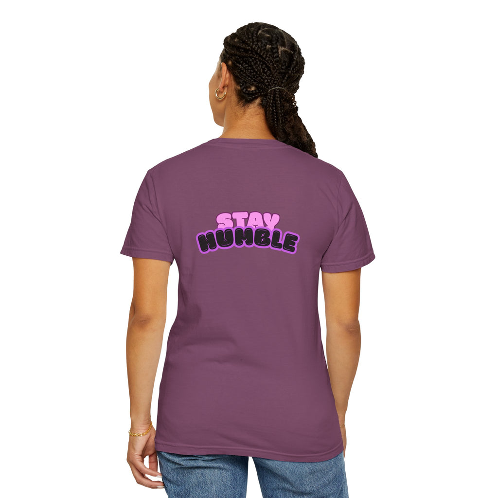 Stay Humble Graphic T-Shirt — Retro Pink & Black Text Tee