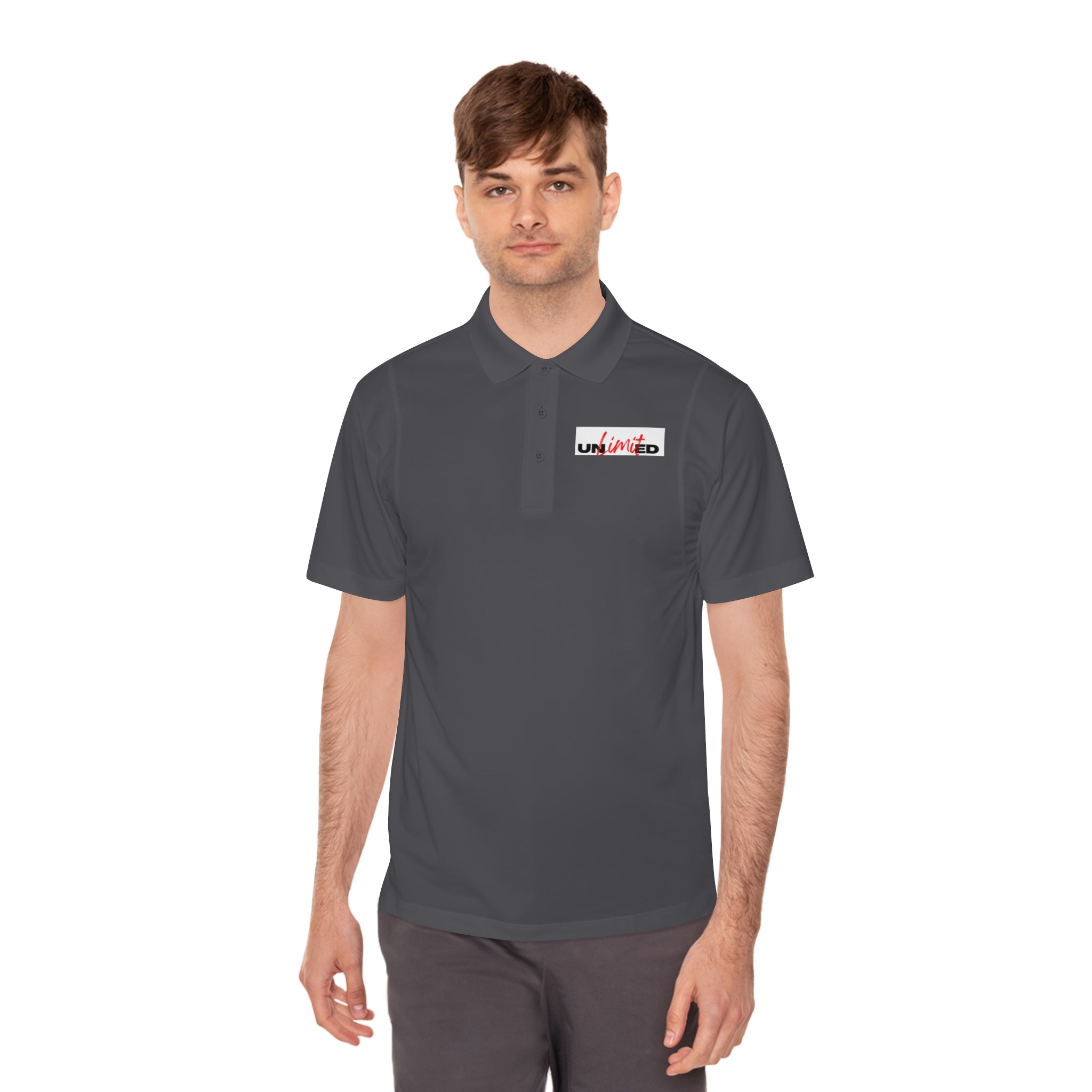 Unlimited Sport Polo — Men’s Performance Polo with 'Unlimited' Motivational Logo