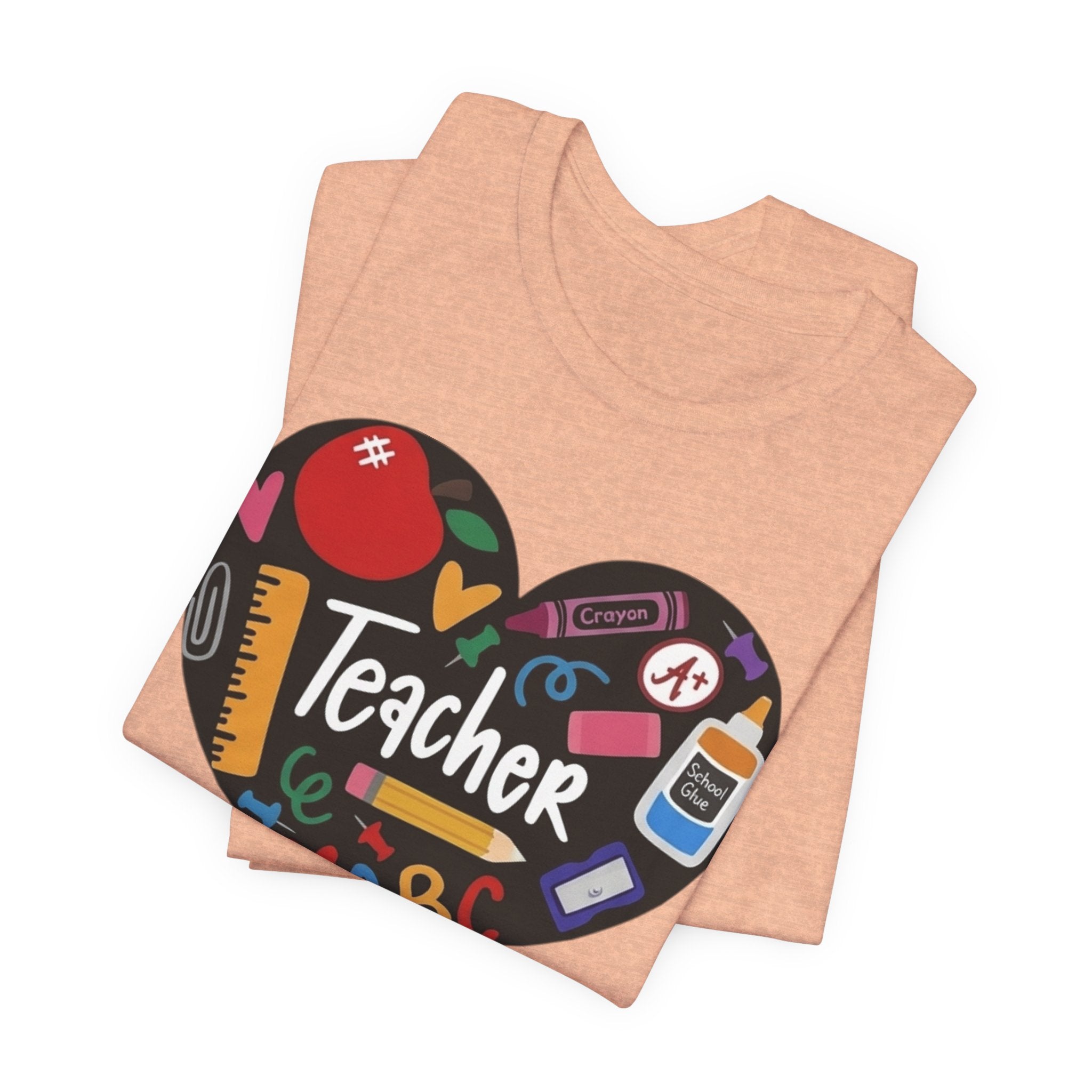 Teacher Heart Graphic Tee — Cute School Supply Design