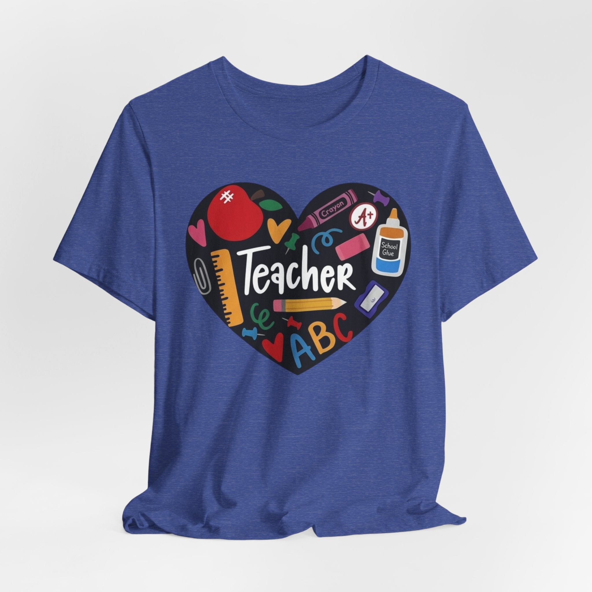 Teacher Heart Graphic Tee — Cute School Supply Design