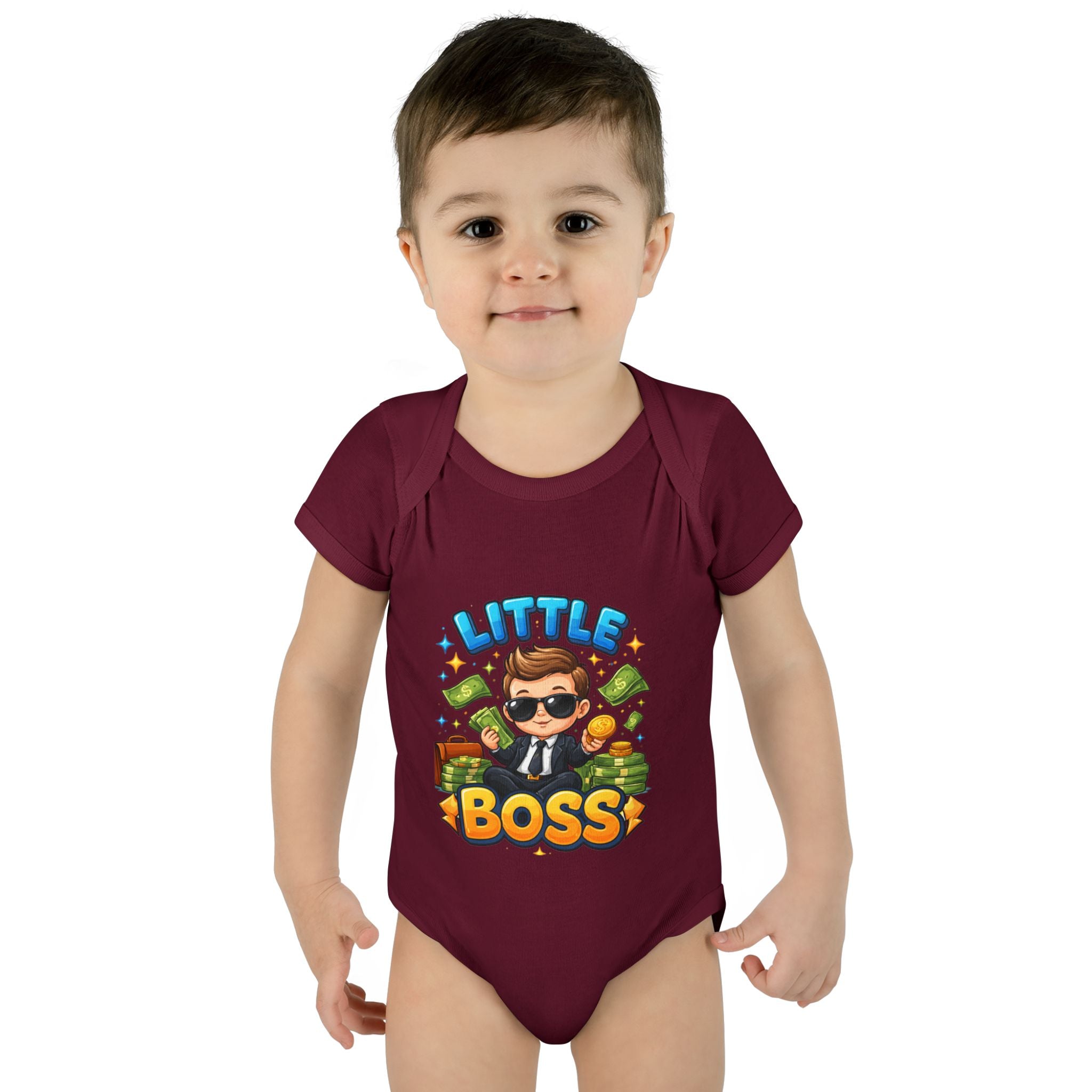 Little Boss Infant Bodysuit – Cute Baby Onesie with 'Little Boss' Cartoon Design