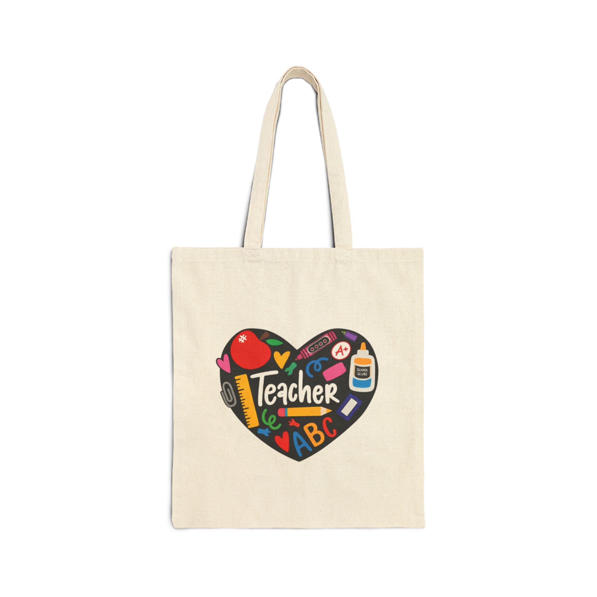 Teacher Tote Bag - "Teach • Love • Inspire" Cotton Canvas School Gift