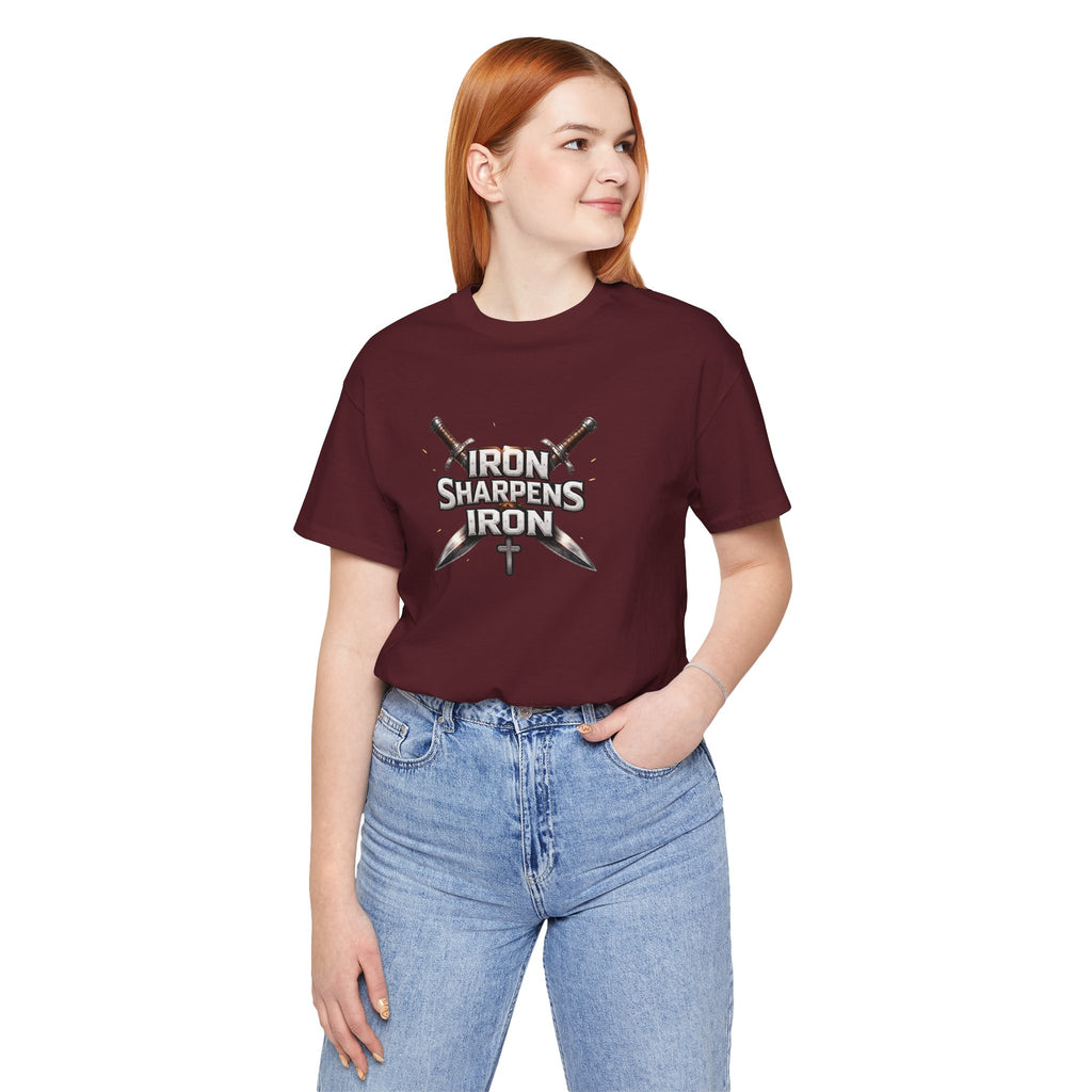 Iron Sharpens Iron T-Shirt — Christian Faith Cross & Swords Tee