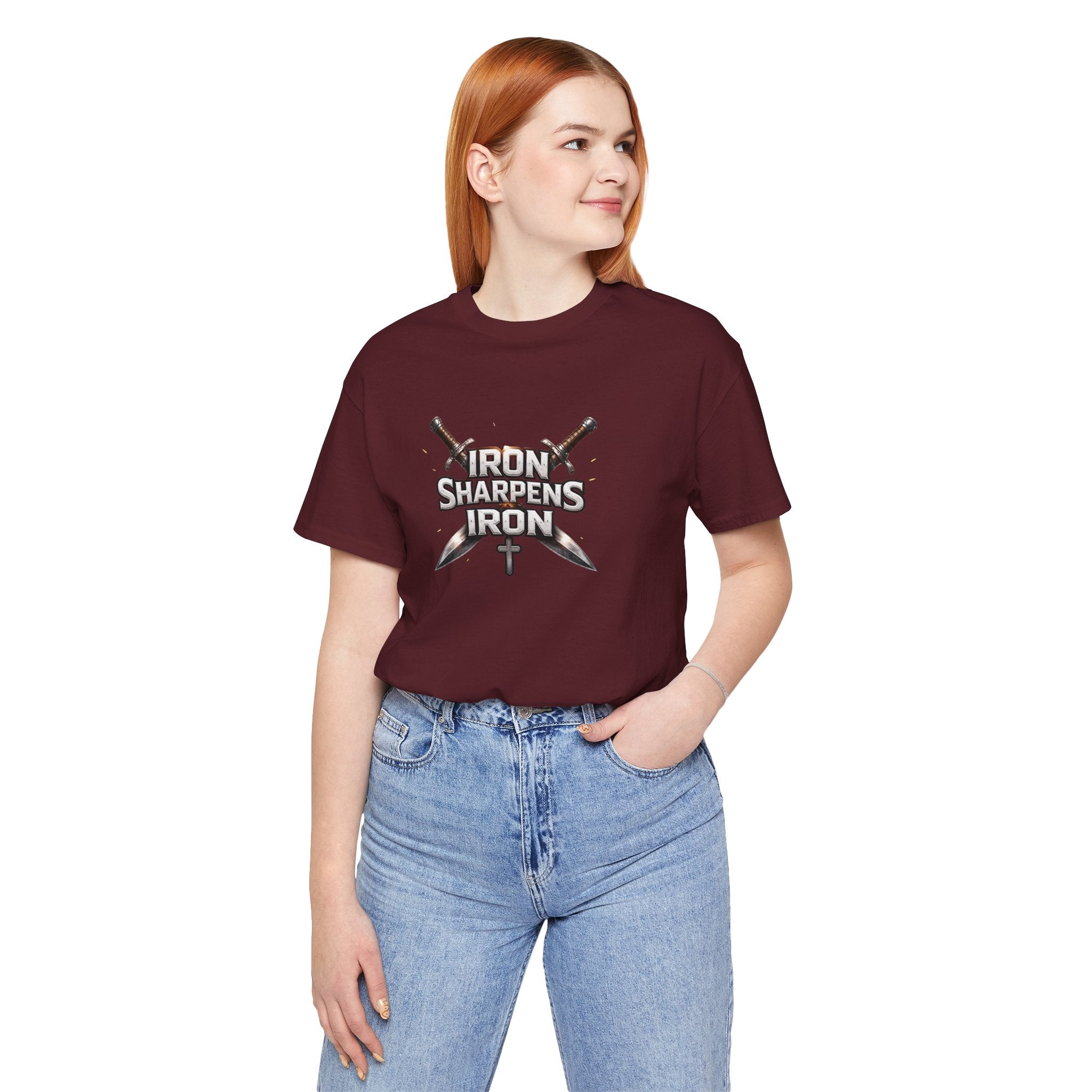Iron Sharpens Iron T-Shirt — Christian Faith Cross & Swords Tee