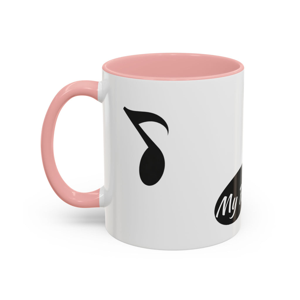 Music Note Accent Mug — "My Rhythmé" Pink Interior Coffee Mug