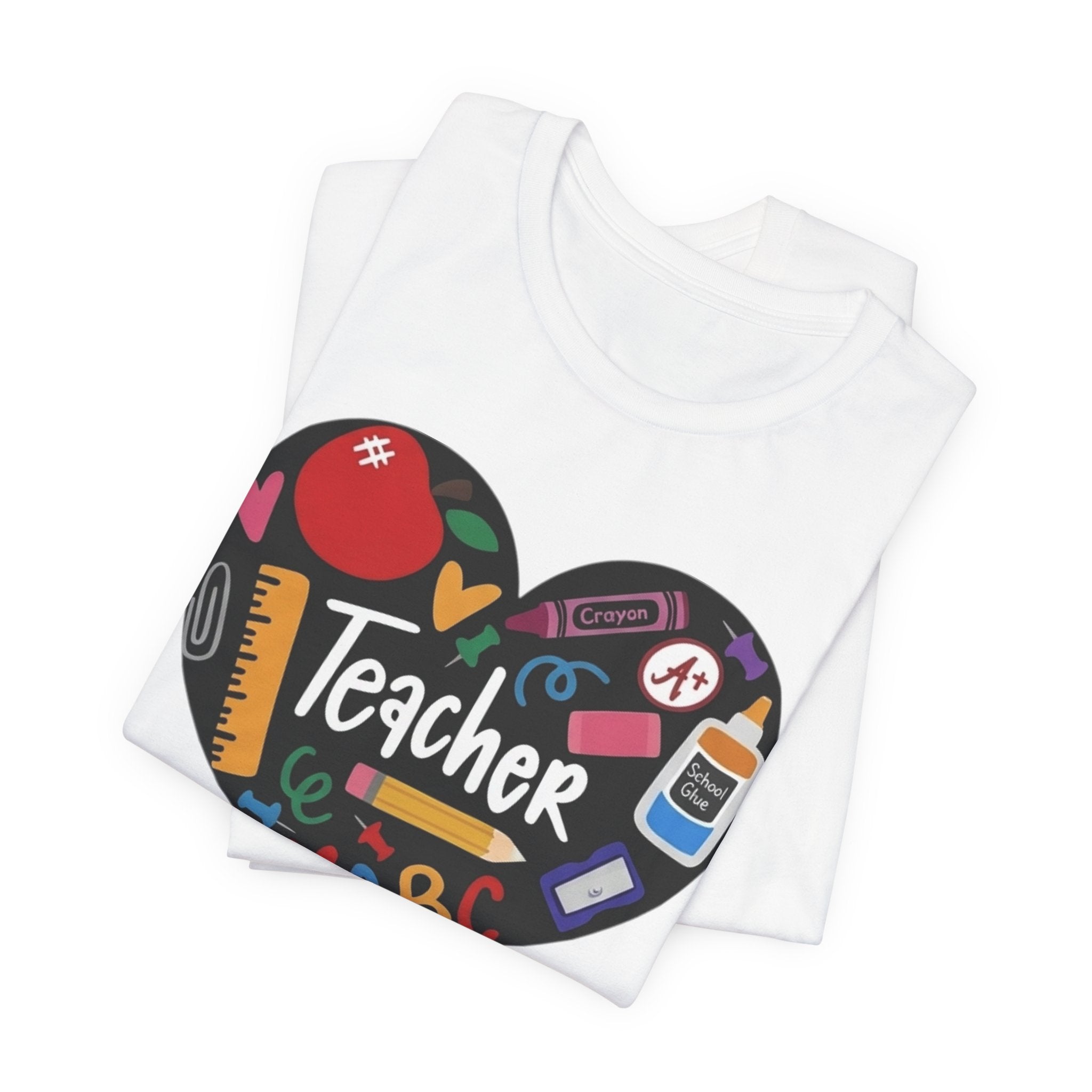 Teacher Heart Graphic Tee — Cute School Supply Design