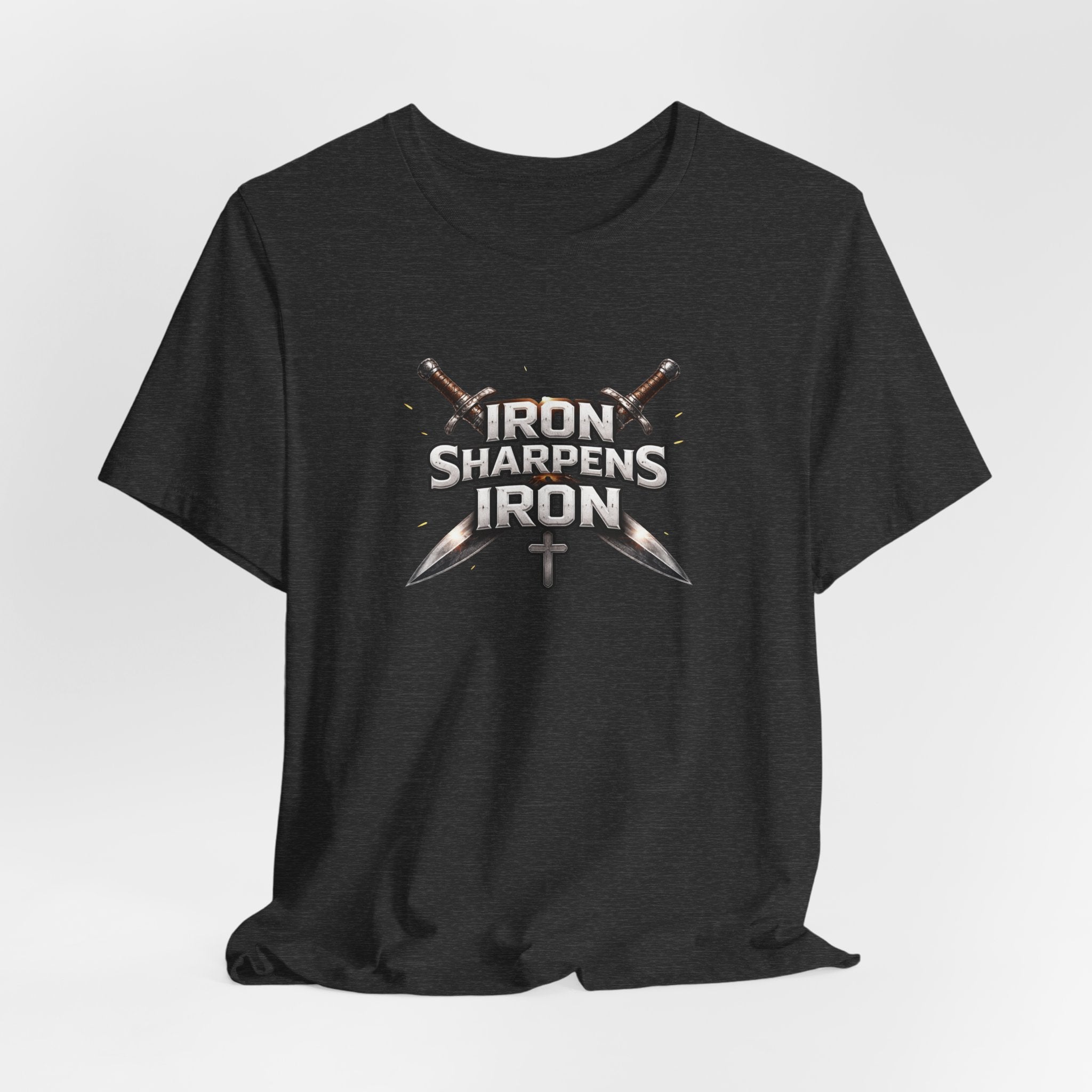 Iron Sharpens Iron T-Shirt — Christian Faith Cross & Swords Tee