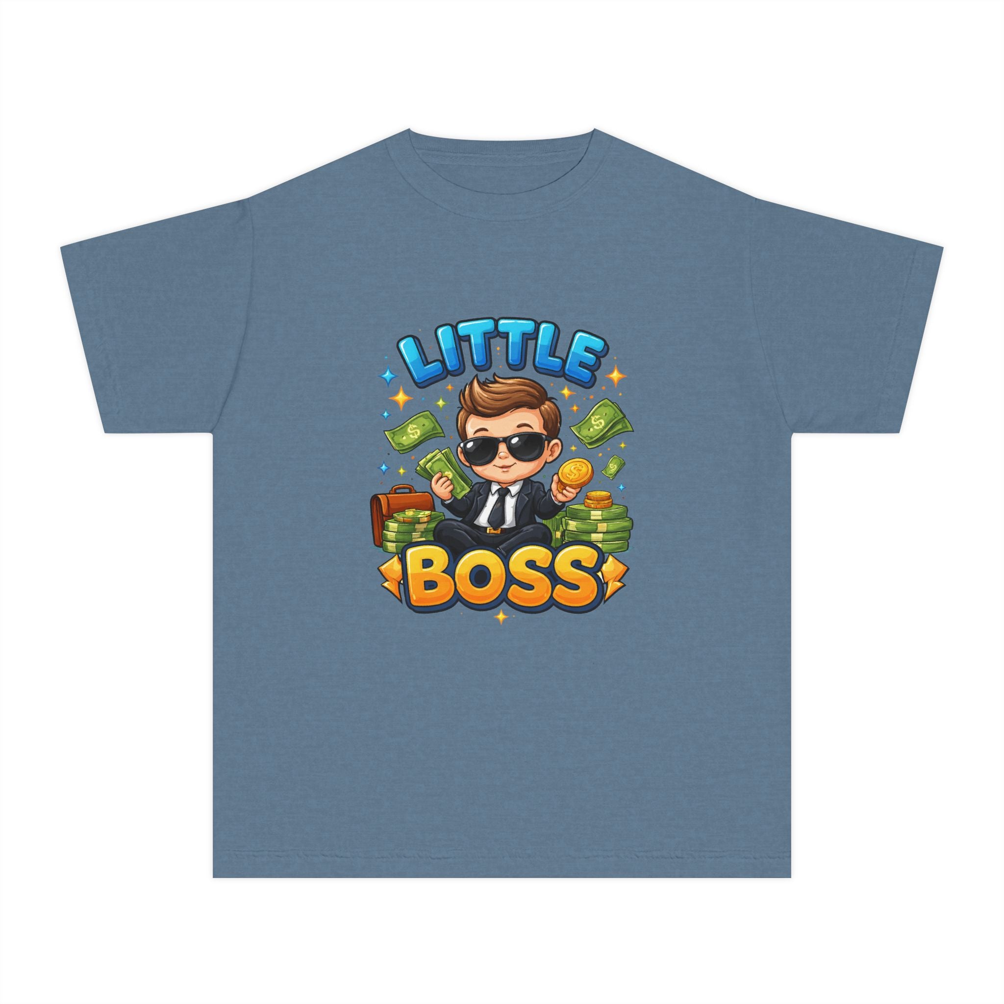 Little Boss Kids T‑Shirt — Cute Cartoon Kid in Suit Design