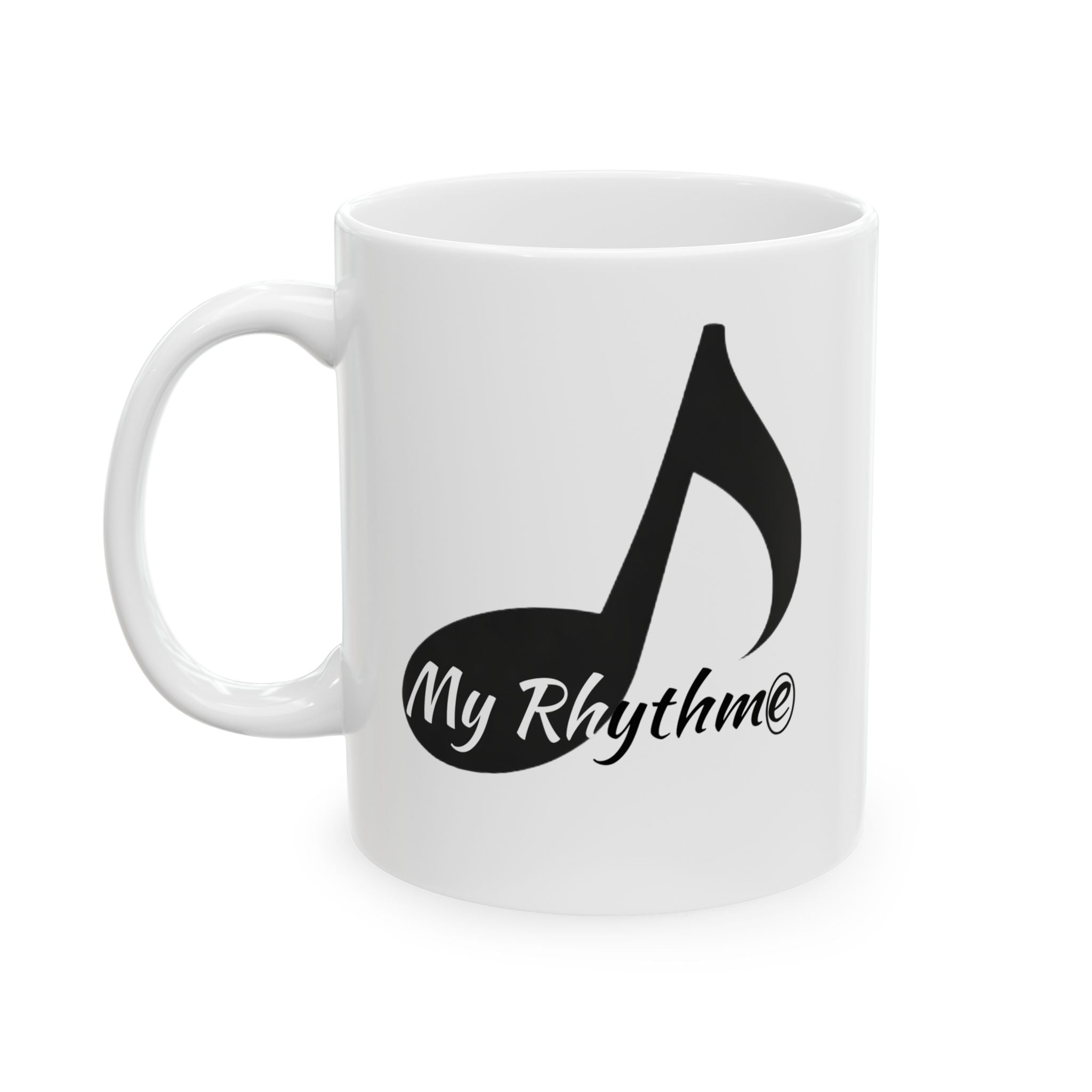 Coffee Mug — 'My Rhythme' Black Flame Teardrop Design (11oz, 15oz)