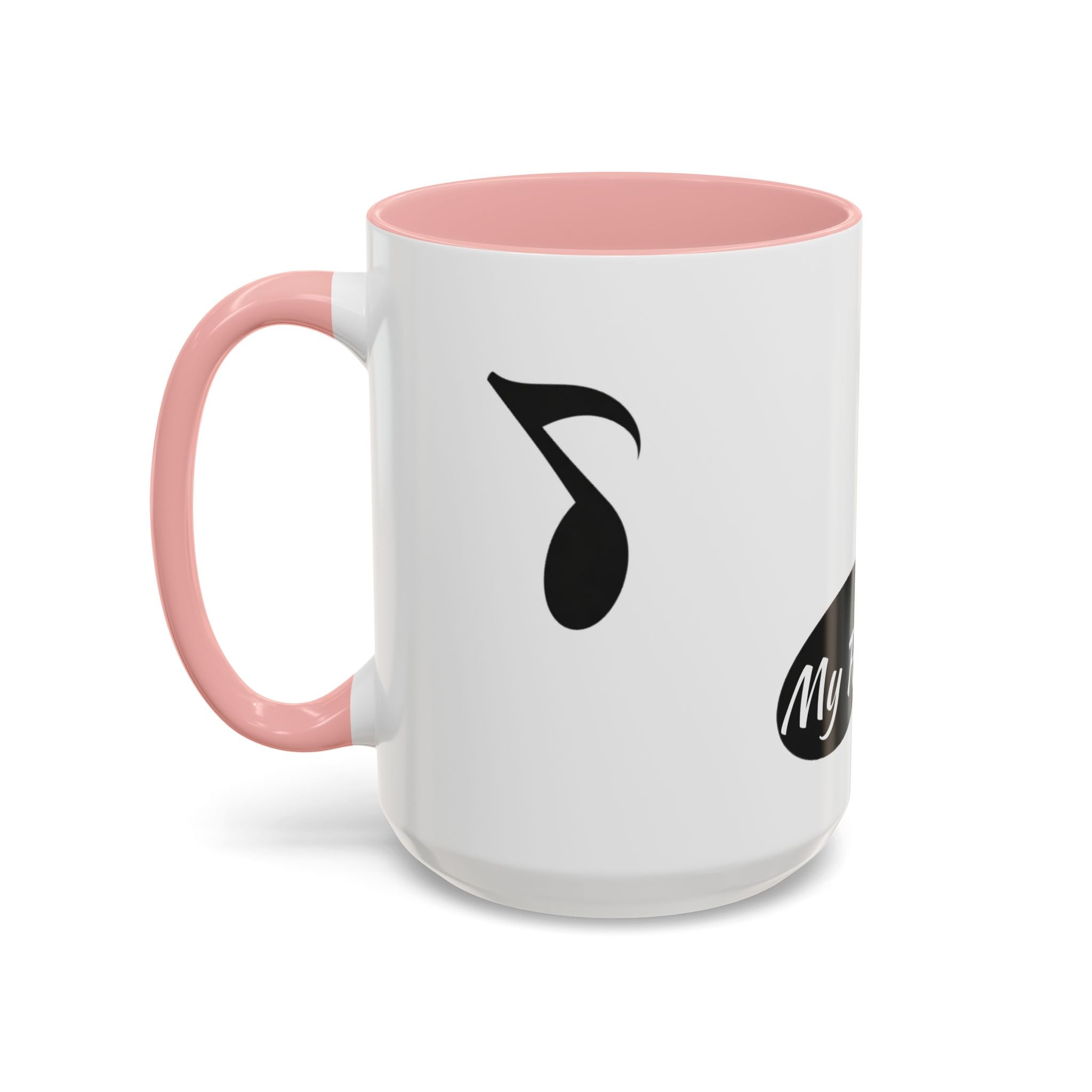 Music Note Accent Mug — "My Rhythmé" Pink Interior Coffee Mug