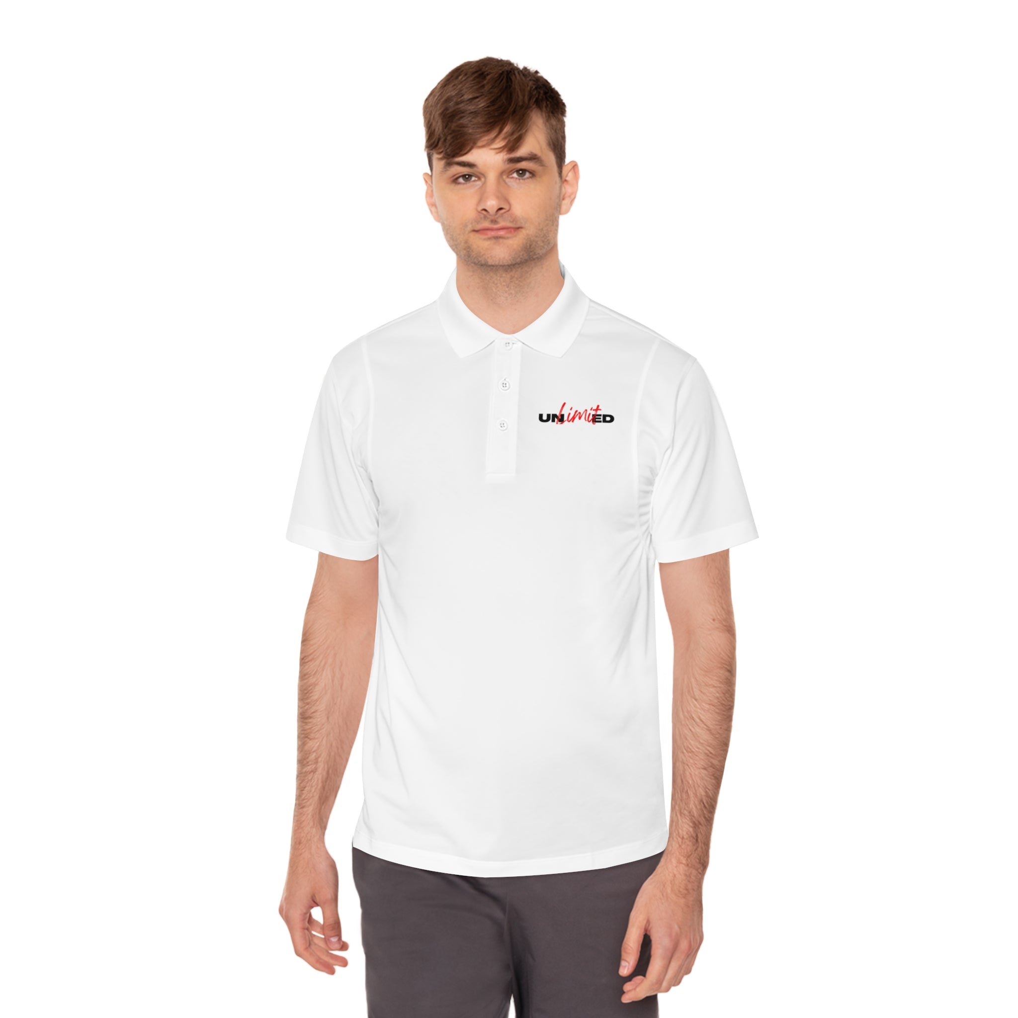 Unlimited Sport Polo — Men’s Performance Polo with 'Unlimited' Motivational Logo