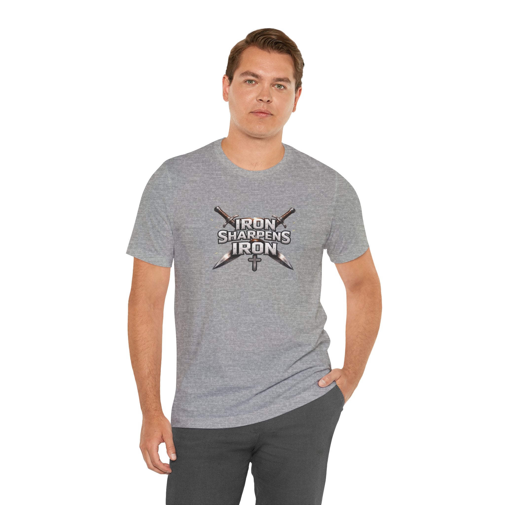 Iron Sharpens Iron T-Shirt — Christian Faith Cross & Swords Tee
