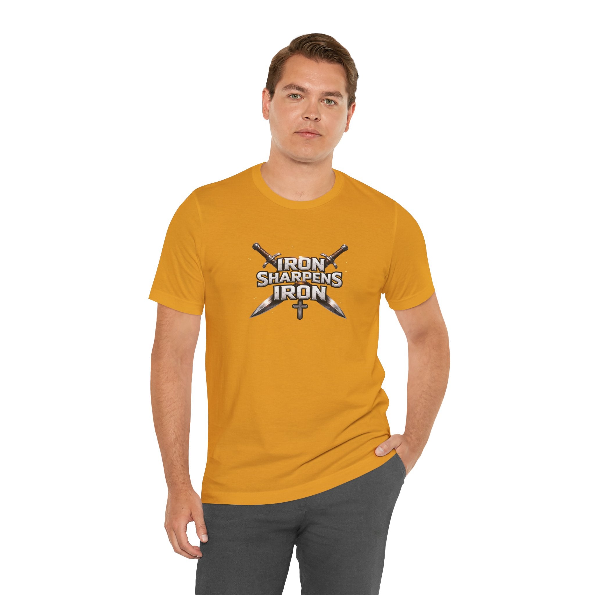 Iron Sharpens Iron T-Shirt — Christian Faith Cross & Swords Tee