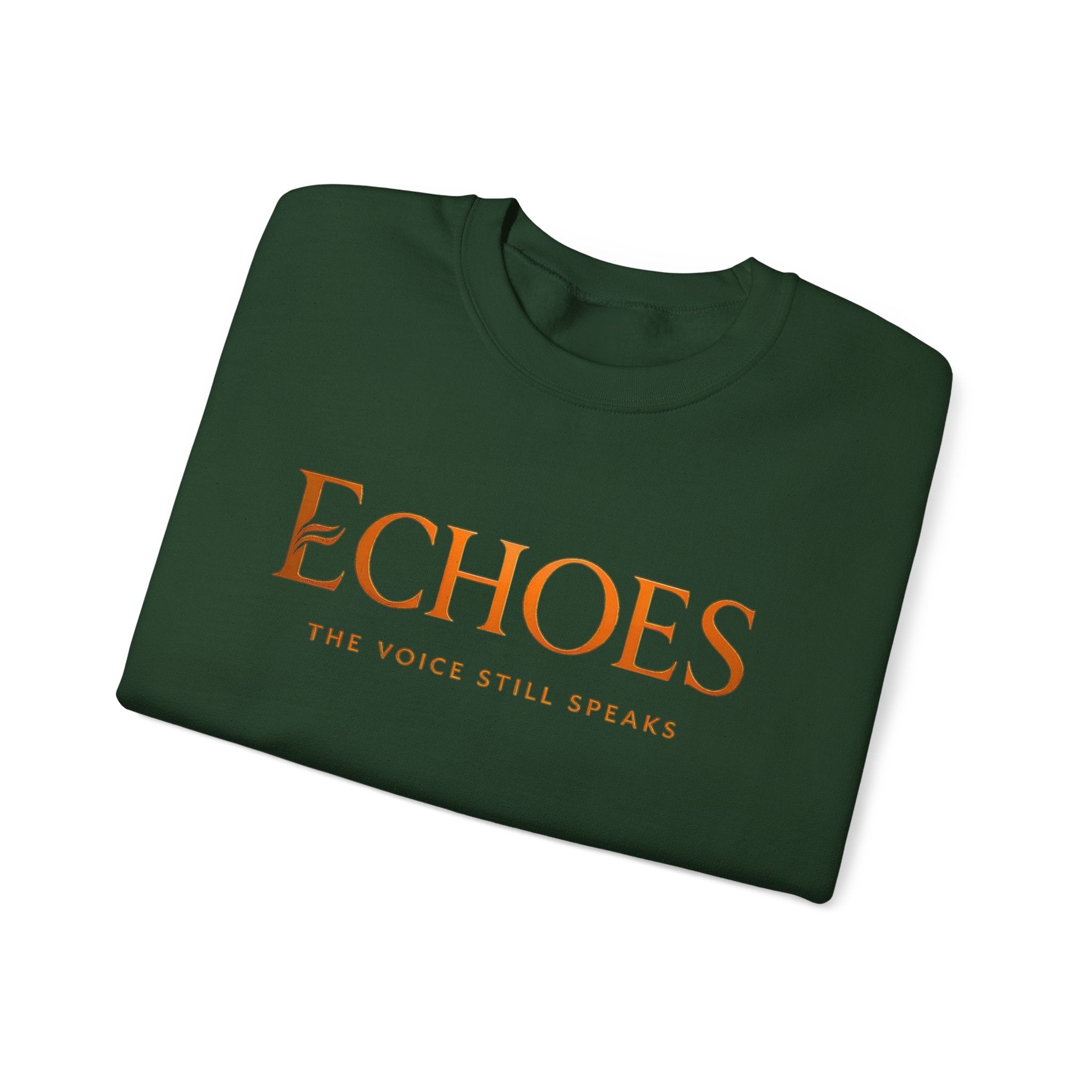 Echoes Crewneck Sweatshirt — "Echoes: The Voice Still Speaks" Minimal Graphic