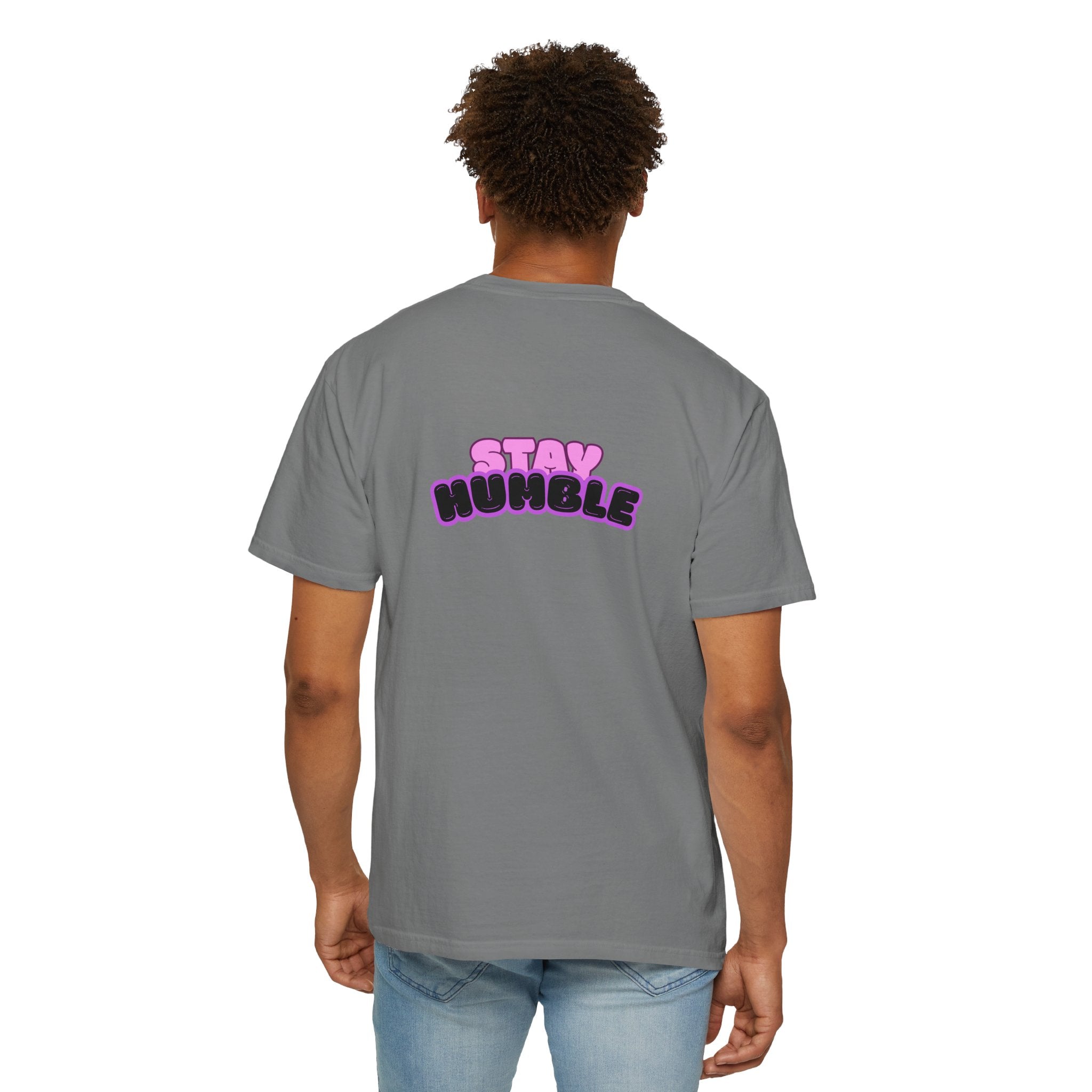 Stay Humble Graphic T-Shirt — Retro Pink & Black Text Tee