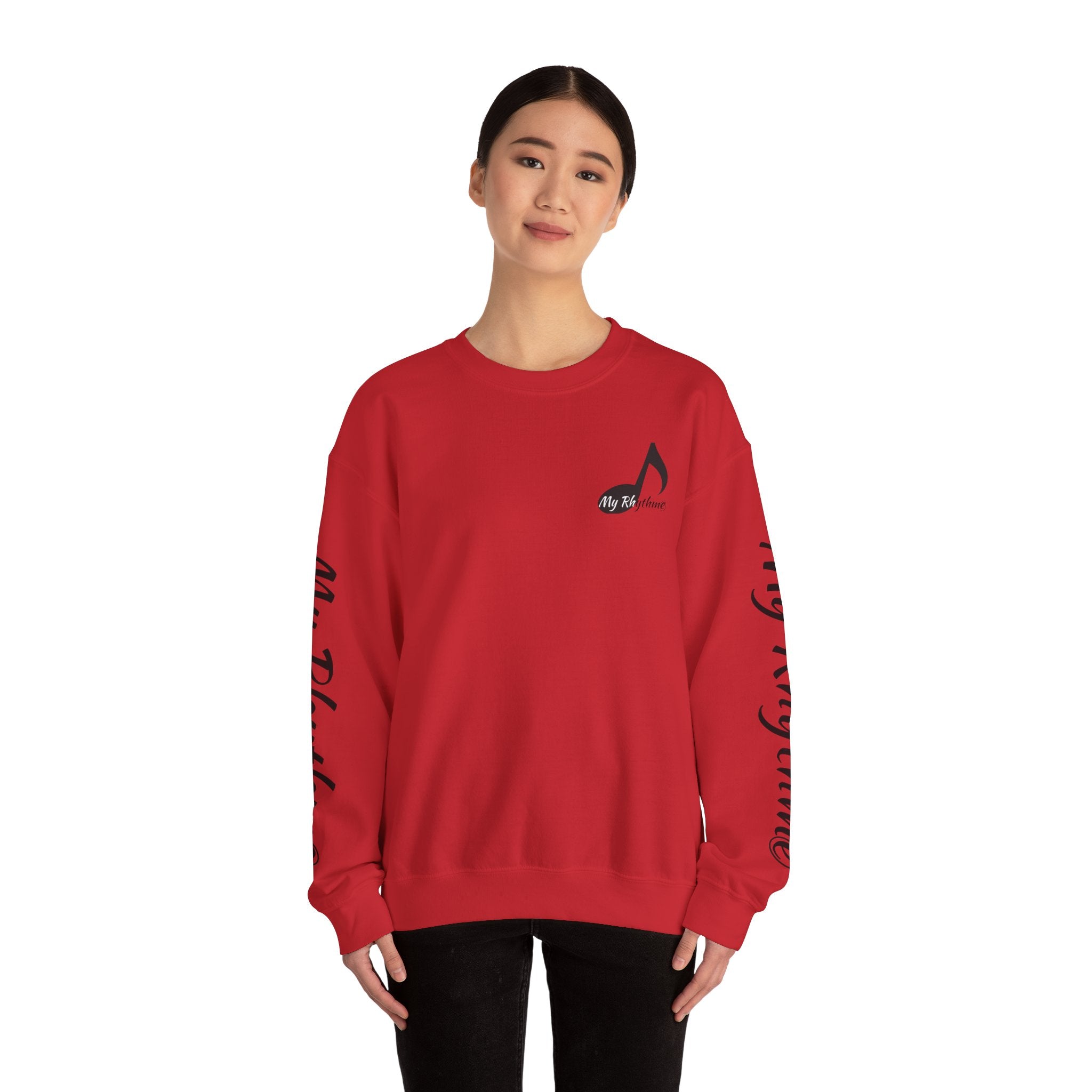 Music Note Crewneck Sweatshirt — "My Rhythme" Graphic for Musicians & Music Lovers
