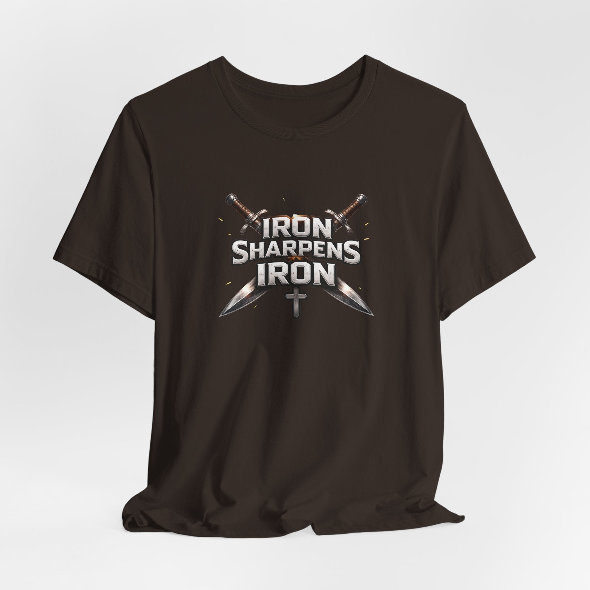 Iron Sharpens Iron T-Shirt — Christian Faith Cross & Swords Tee