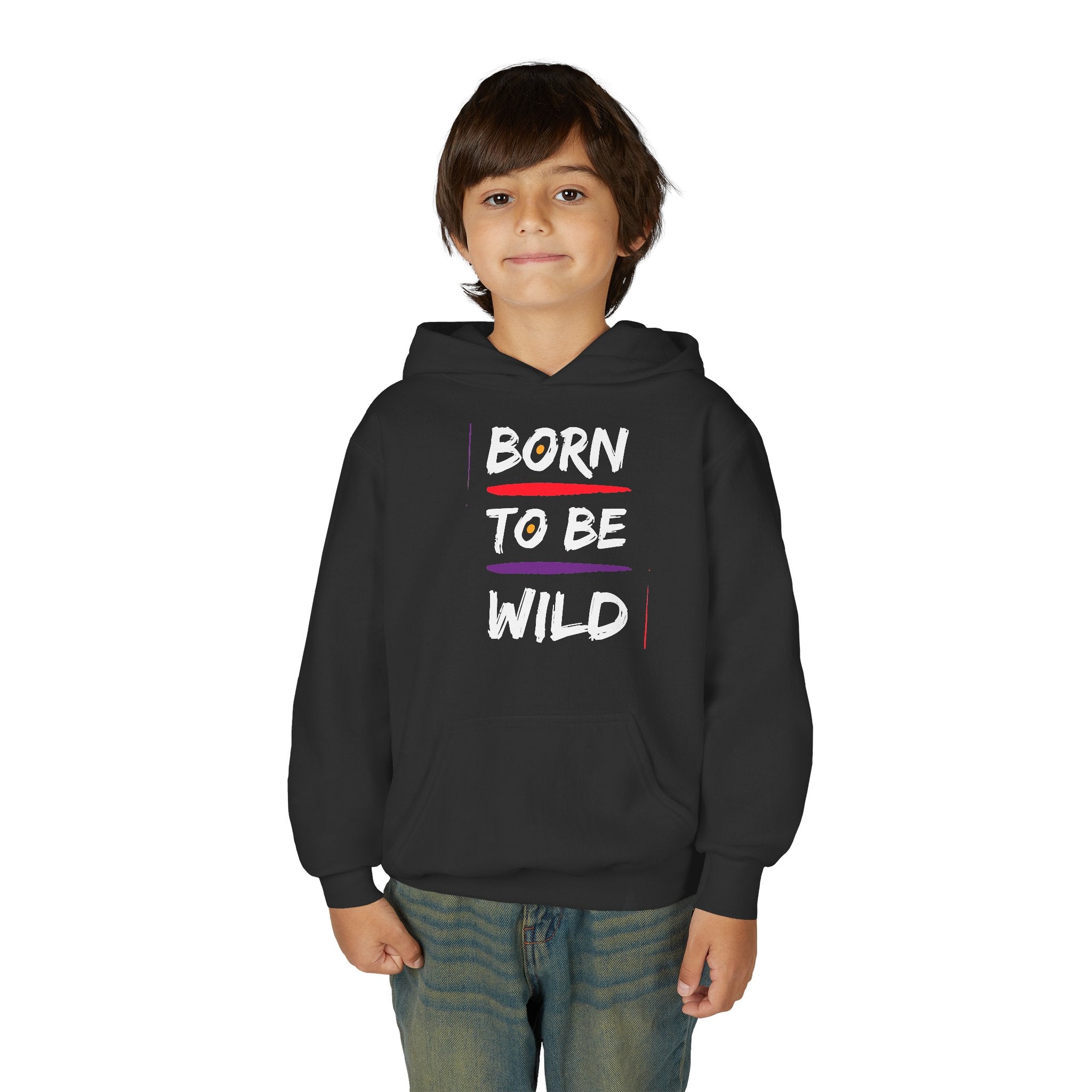 Minimalist Sunrise Stripe Youth Hoodie — Colorful Abstract Graphic Kids Sweatshirt