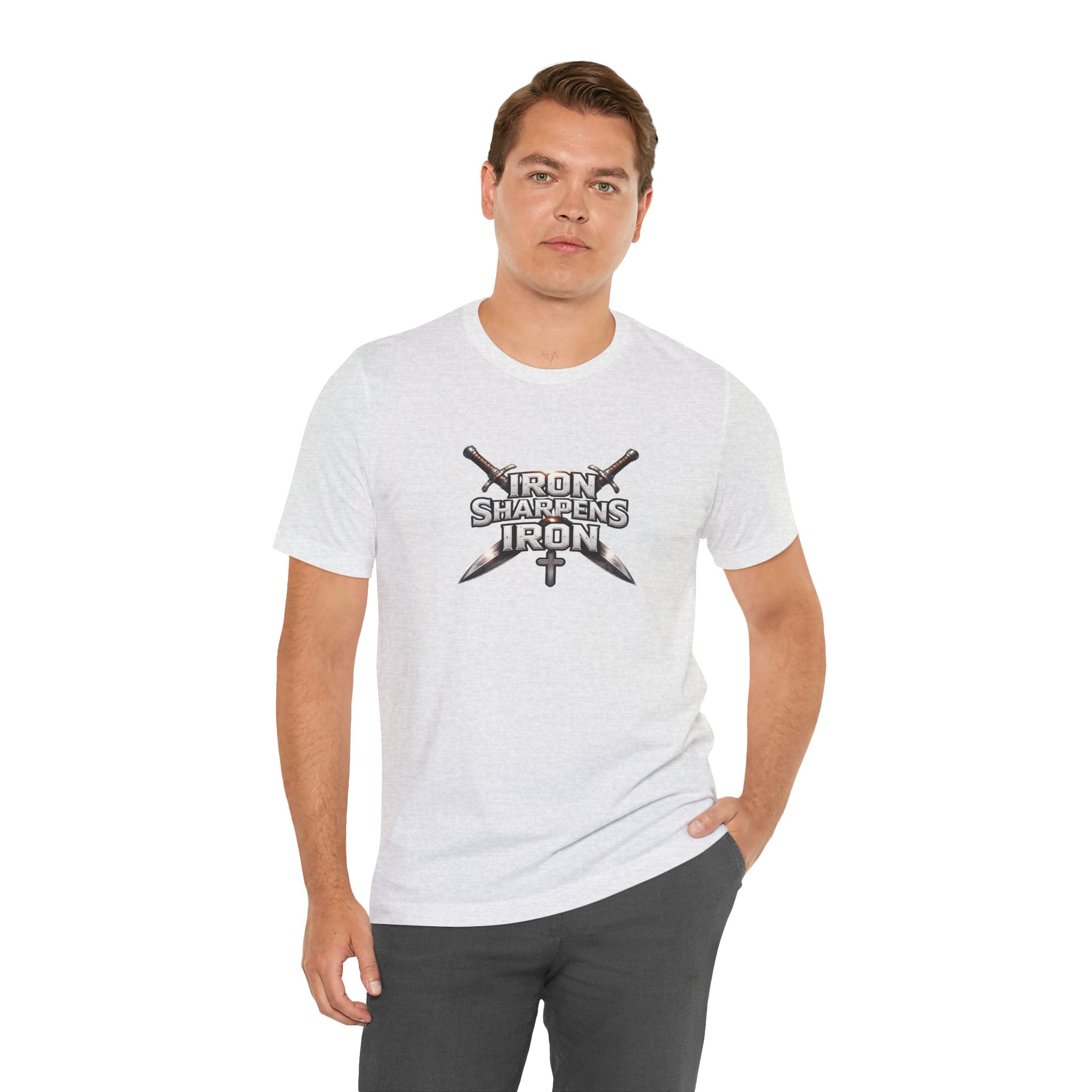 Iron Sharpens Iron T-Shirt — Christian Faith Cross & Swords Tee