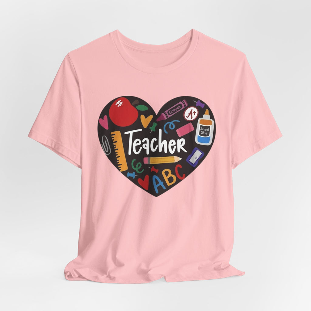 Teacher Heart Graphic Tee — Cute School Supply Design