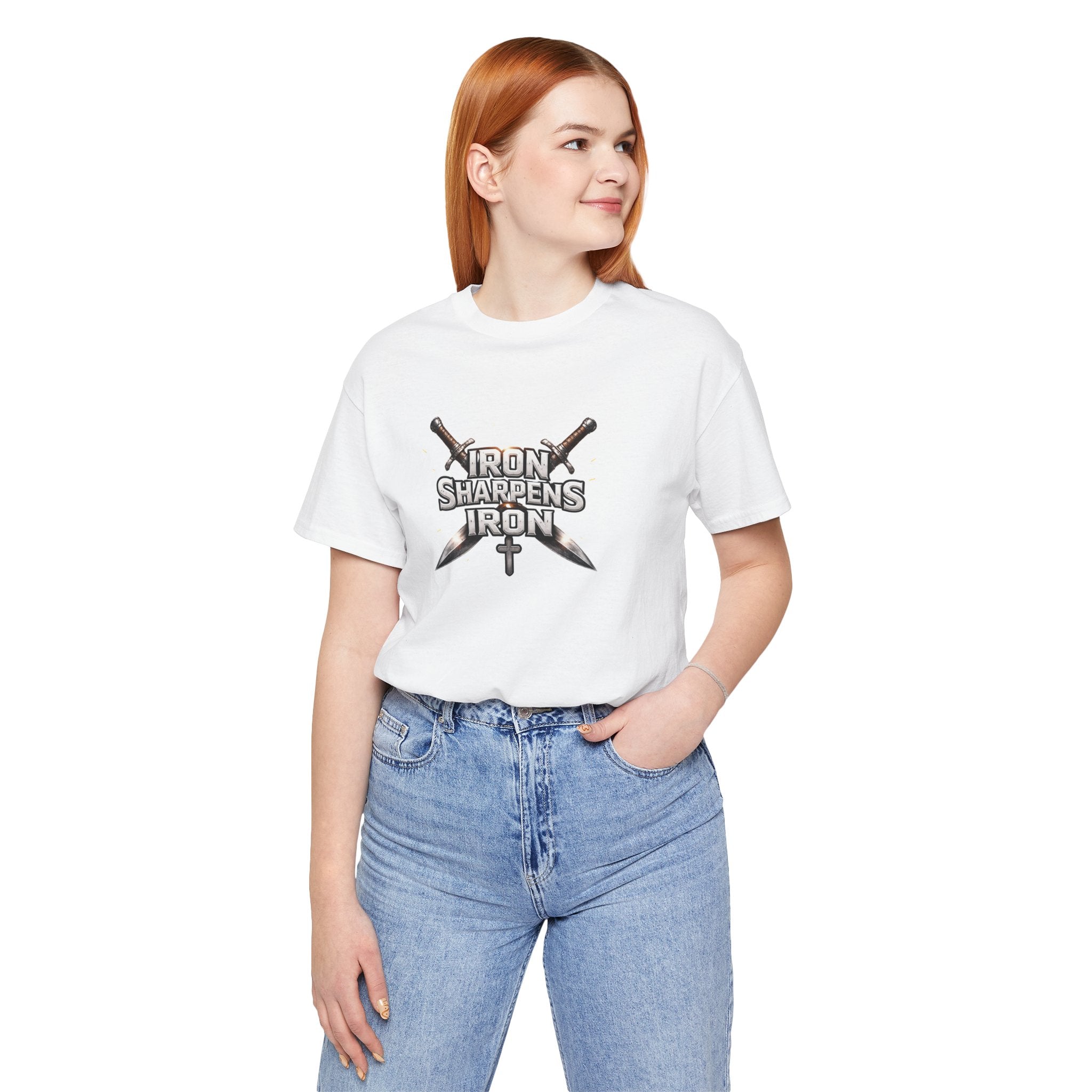 Iron Sharpens Iron T-Shirt — Christian Faith Cross & Swords Tee