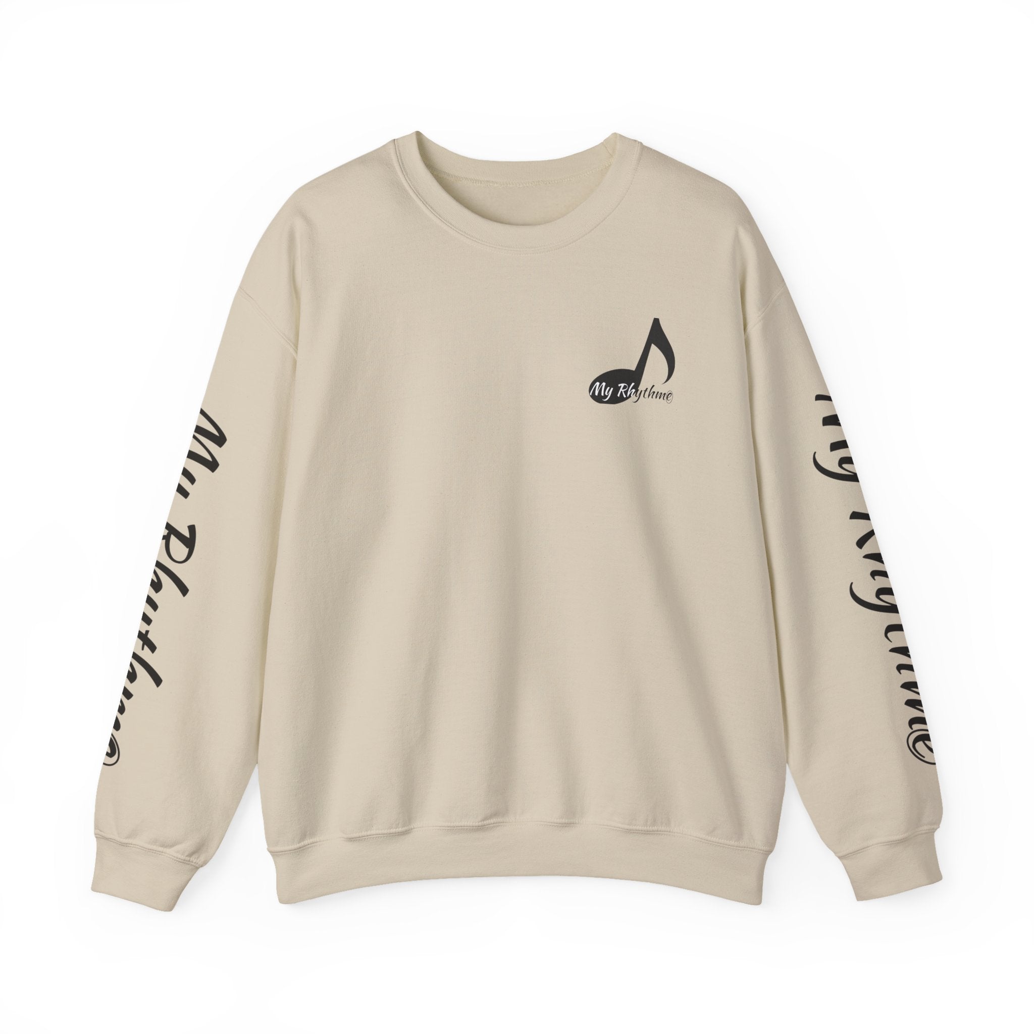 Music Note Crewneck Sweatshirt — "My Rhythme" Graphic for Musicians & Music Lovers