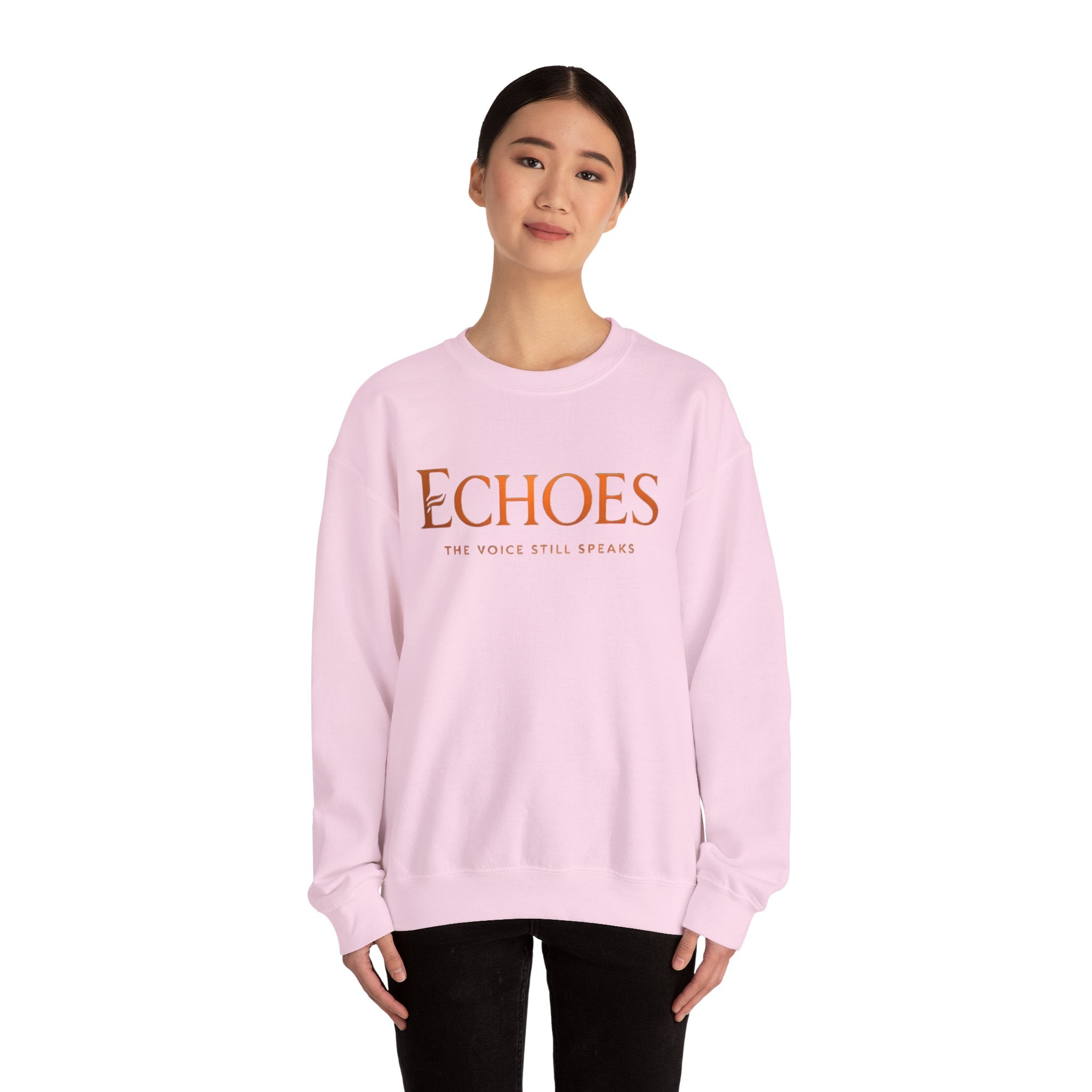 Echoes Crewneck Sweatshirt — "Echoes: The Voice Still Speaks" Minimal Graphic